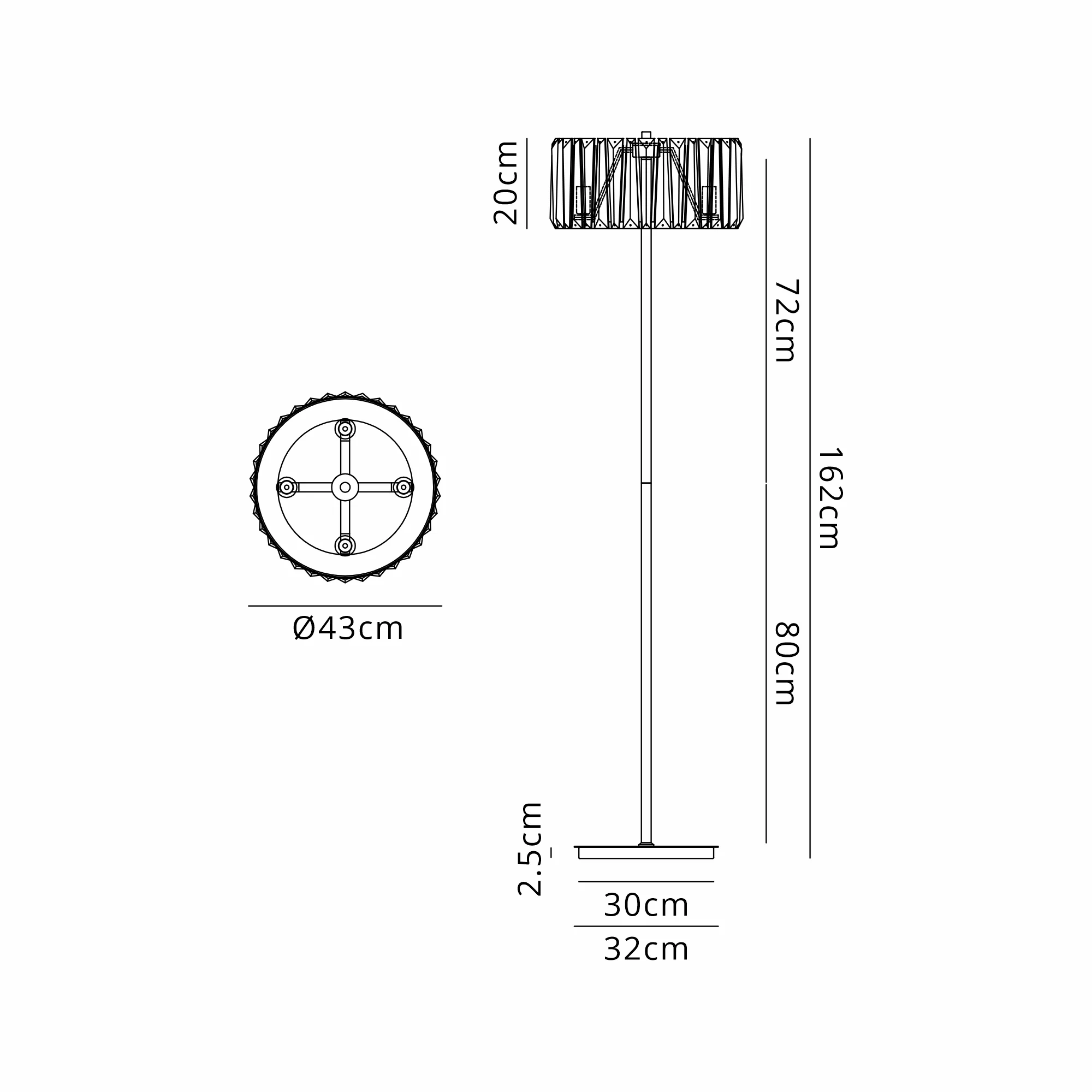 Tudor Crystal Floor Lamp- Black/ Brass/ Nickel Finishes - Image 13