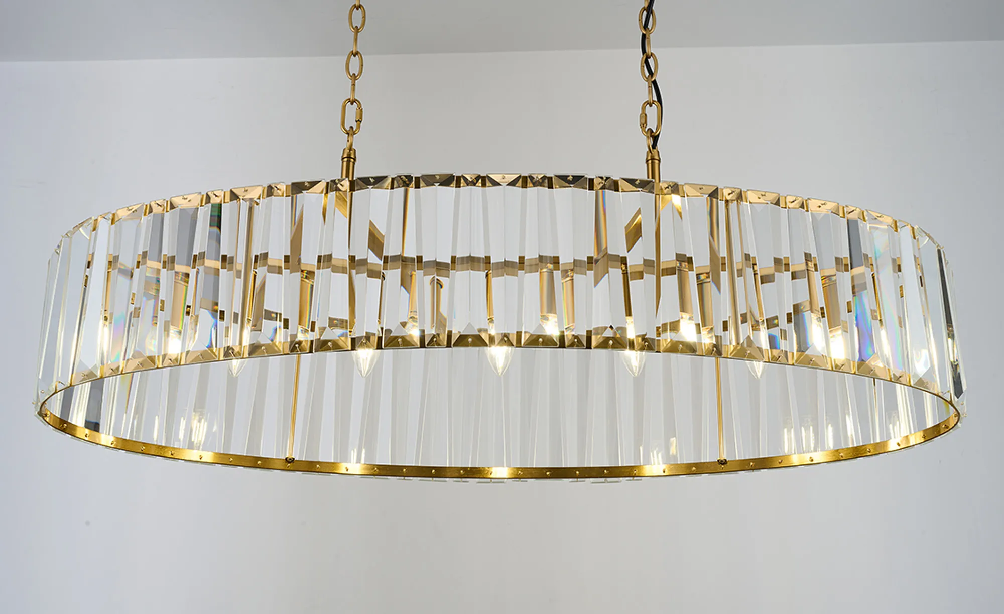 Tudor Crystal Linear Chandelier- Black/ Brass/ Nickel Finishes - Image 11