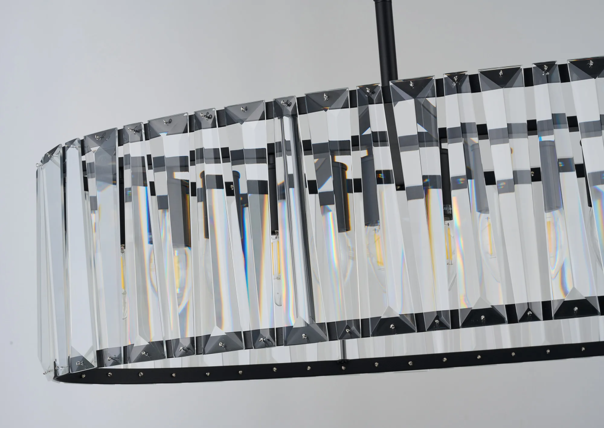 Tudor Crystal Linear Chandelier- Black/ Brass/ Nickel Finishes - Image 18