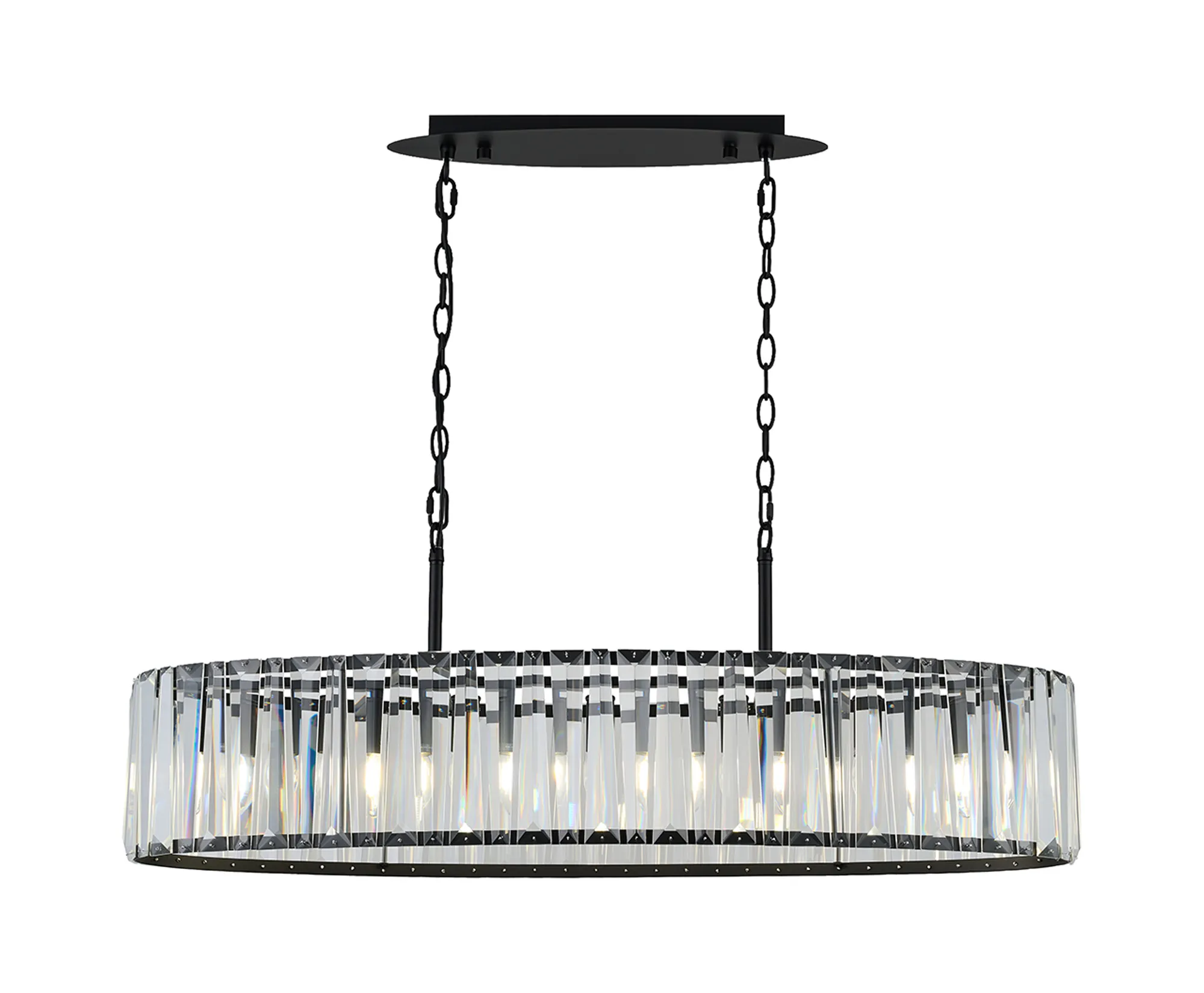 Tudor Crystal Linear Chandelier- Black/ Brass/ Nickel Finishes - Image 2