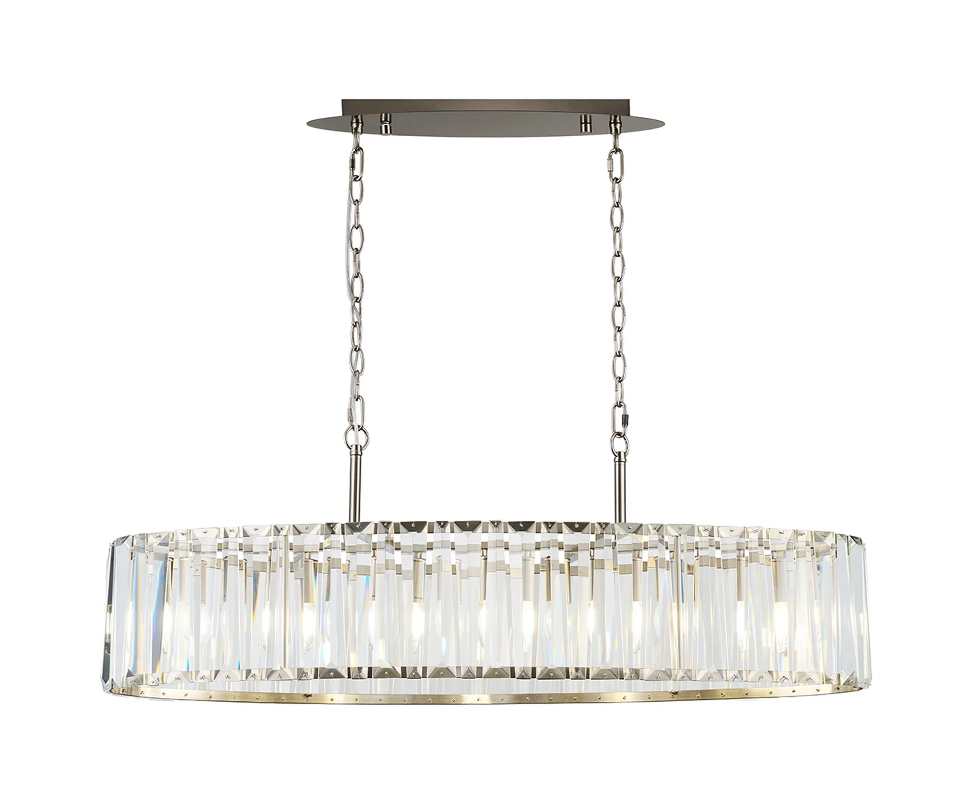 Tudor Crystal Linear Chandelier- Black/ Brass/ Nickel Finishes - Image 3