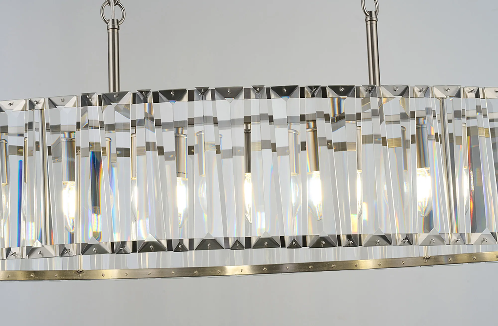 Tudor Crystal Linear Chandelier- Black/ Brass/ Nickel Finishes - Image 7