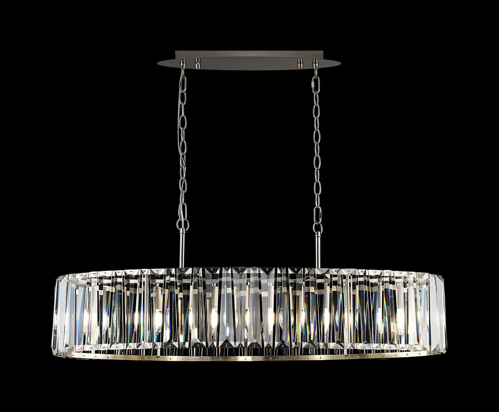 Tudor Crystal Linear Chandelier- Black/ Brass/ Nickel Finishes - Image 8