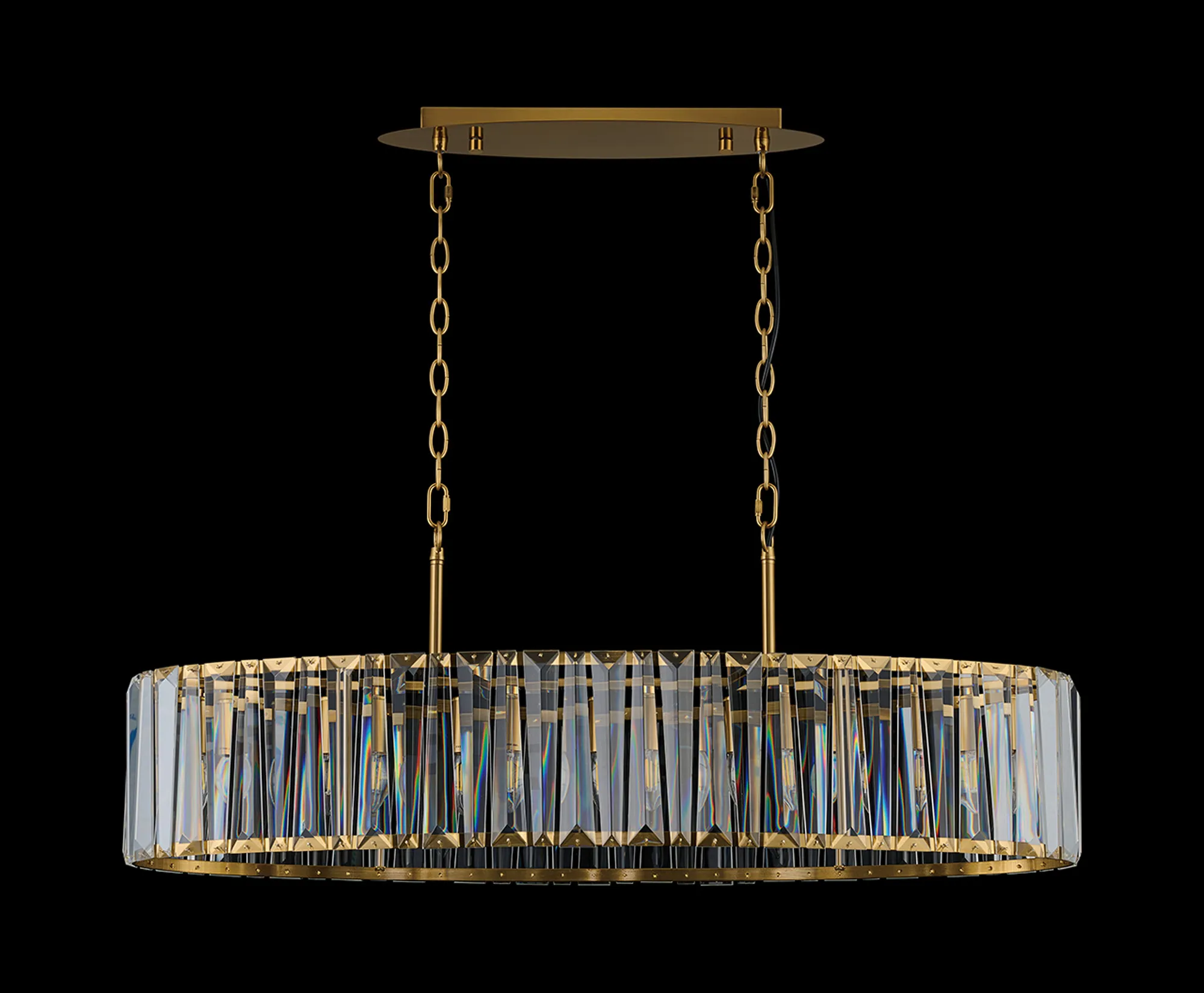 Tudor Crystal Linear Chandelier- Black/ Brass/ Nickel Finishes - Image 9