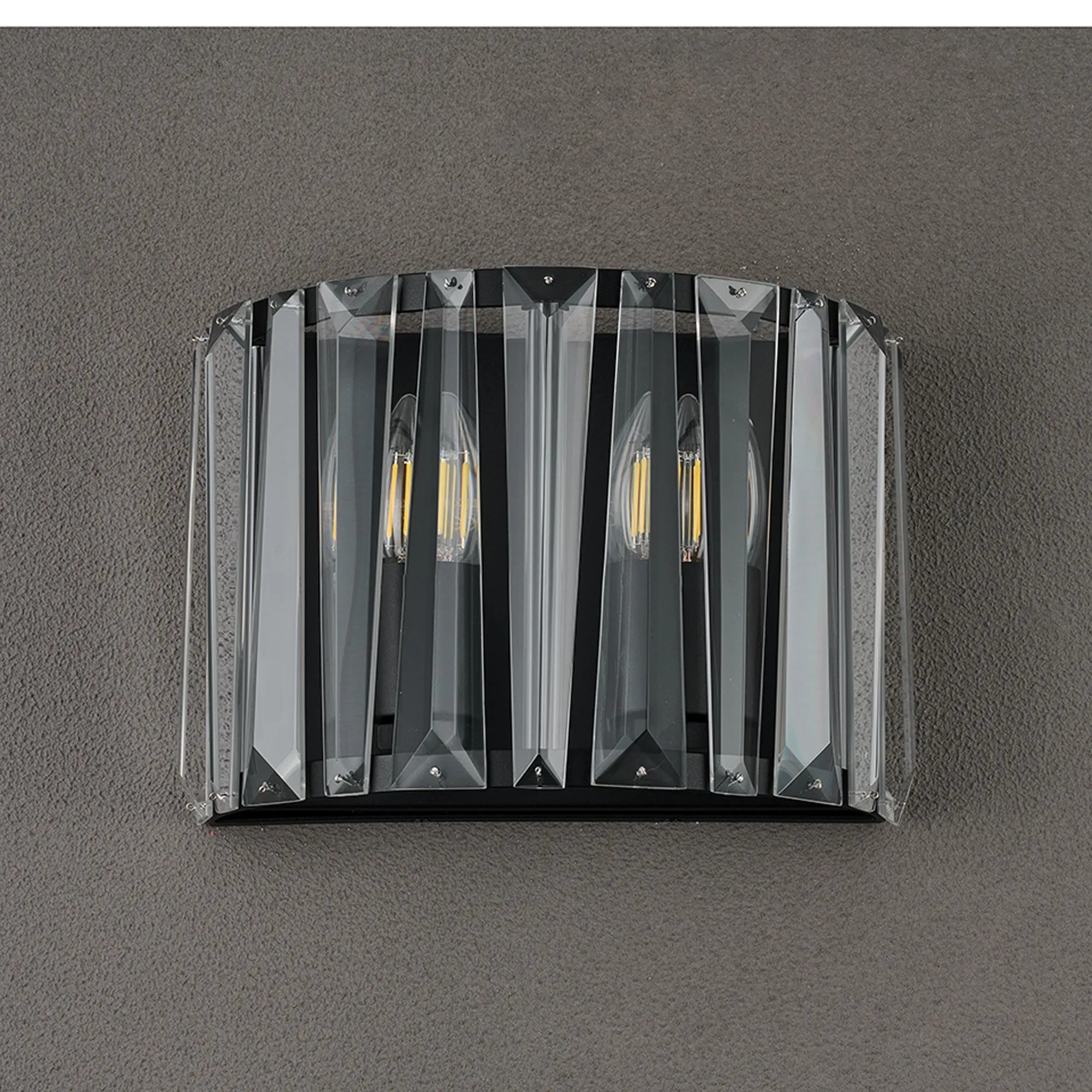 Tudor Crystal Wall Light- Satin Nickel/ Black/ Brass Finishes - Image 12