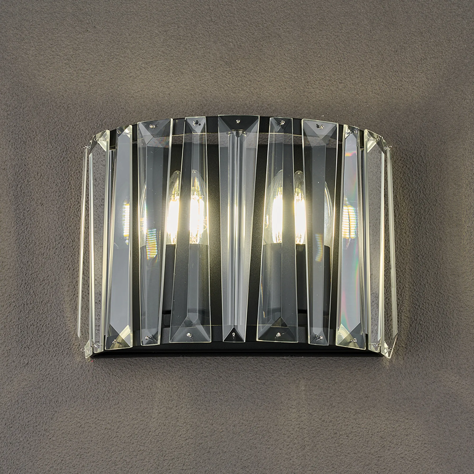 Tudor Crystal Wall Light- Satin Nickel/ Black/ Brass Finishes - Image 14