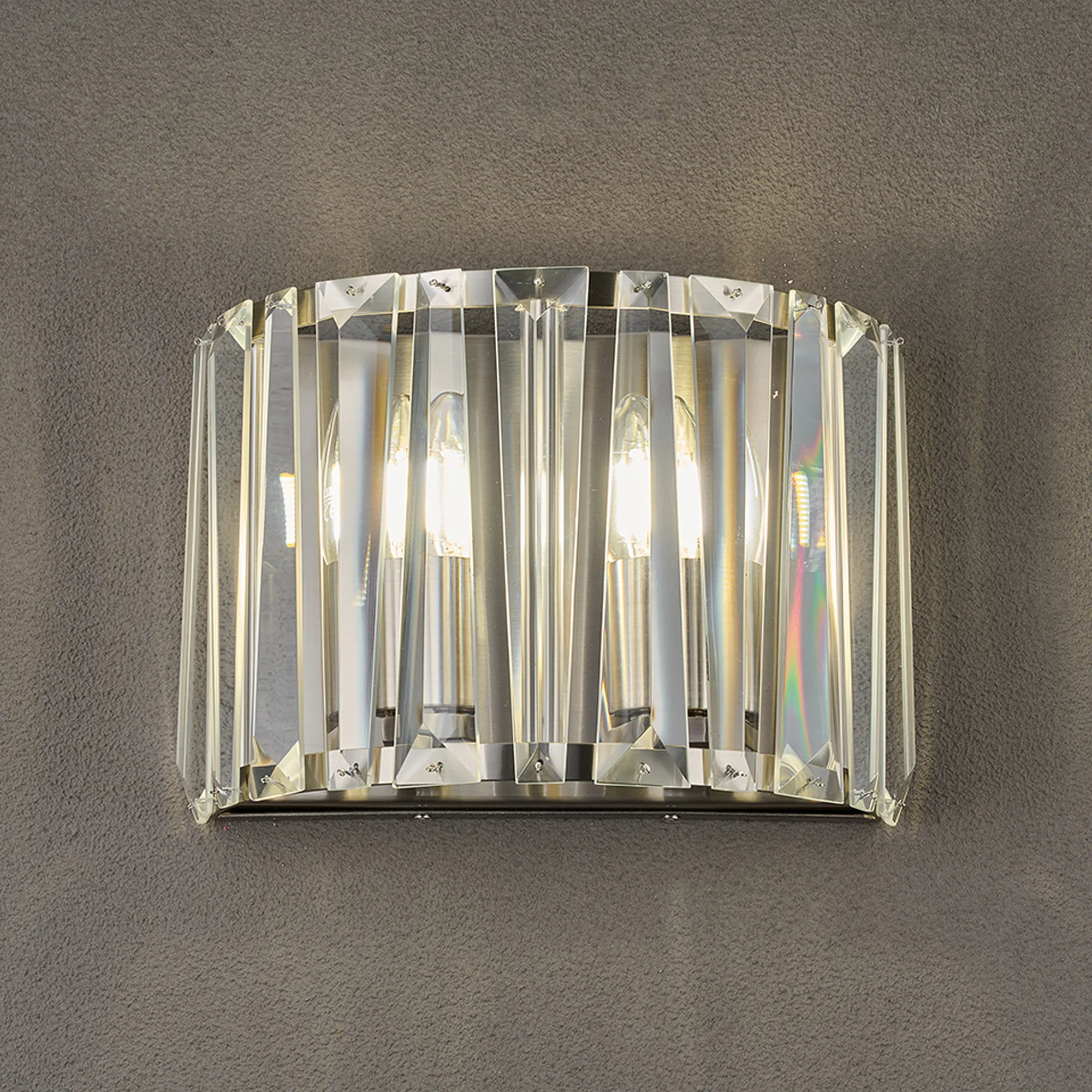 Tudor Crystal Wall Light- Satin Nickel/ Black/ Brass Finishes - Image 7