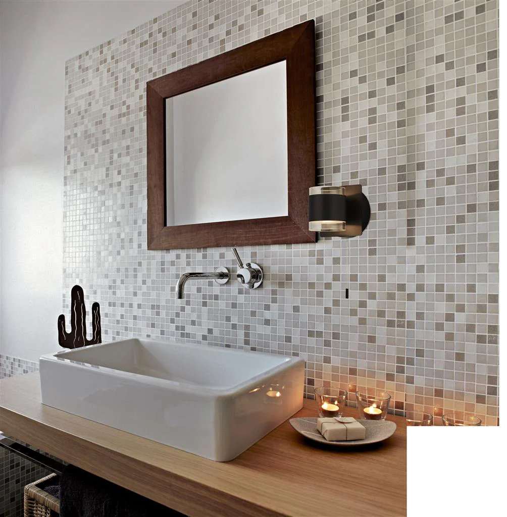 Tumbler 2Lt Bathroom Wall Light IP44  - Black Metal & Clear Acrylic - Image 3