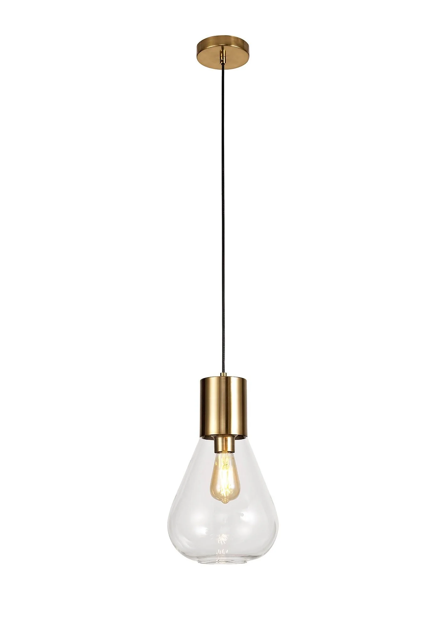Olivier Wide/Narrow Pendant, Ancient Brass/Clear Glass/Satin Nickel/Opal Glass - Image 7