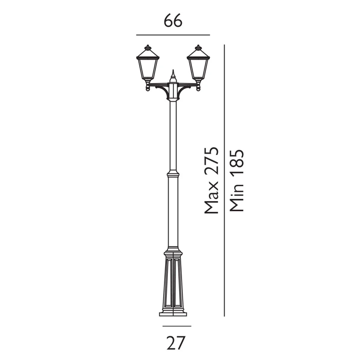 Turin 1/2/3Lt Lamp Post - Black IP54  E27 - Image 13