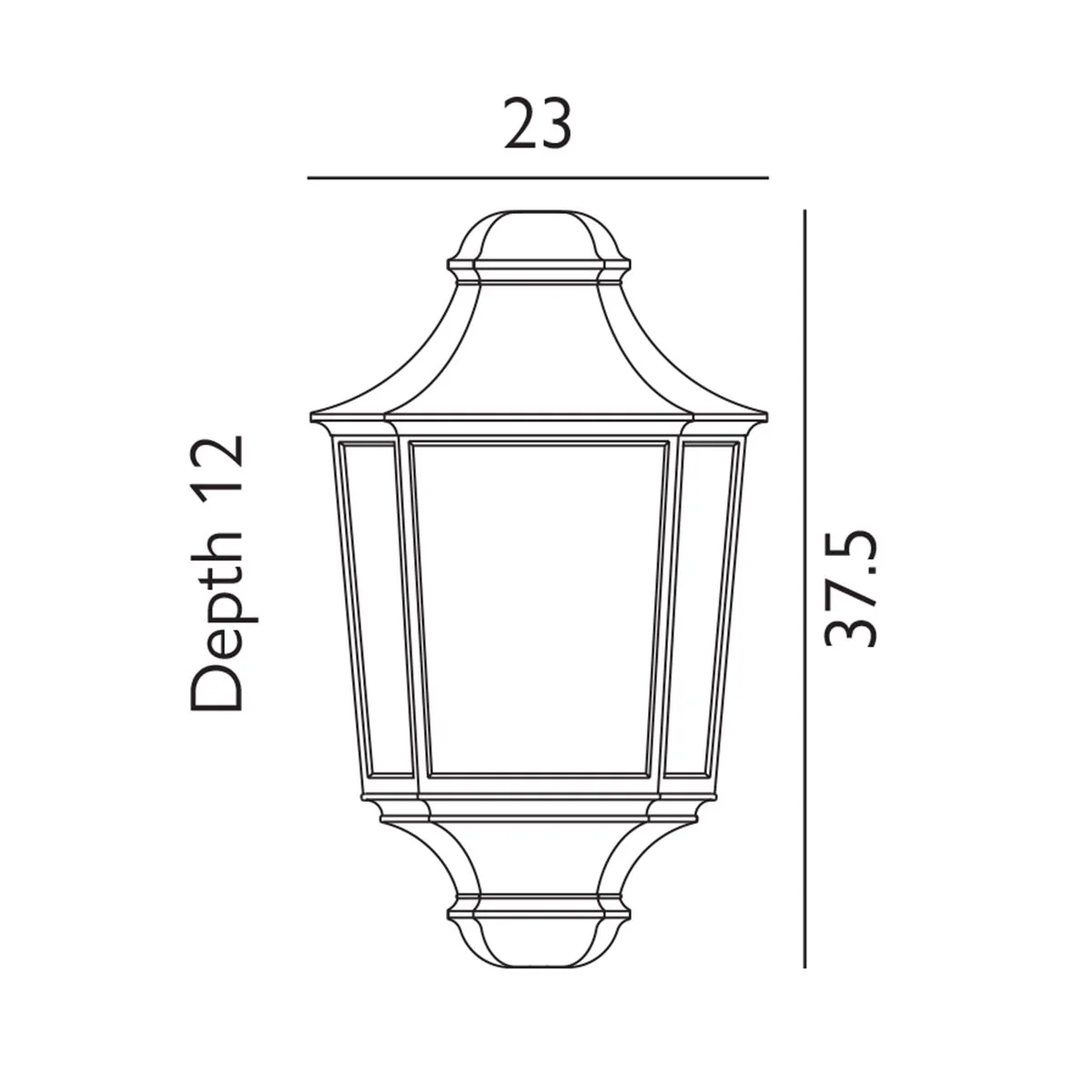 Turin 1 Light Half Lantern - Black/White E27 IP54 - Image 10