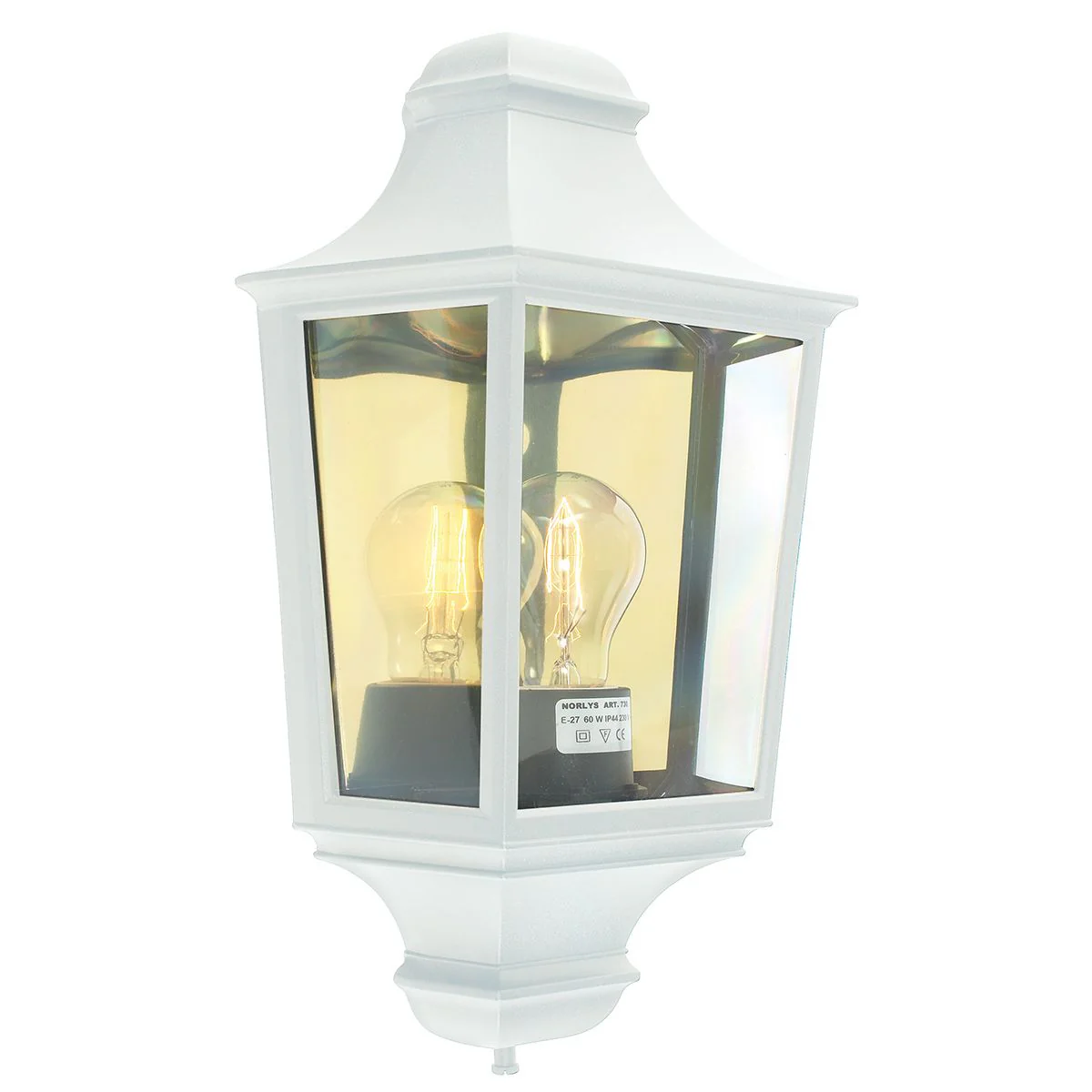 Turin 1 Light Half Lantern - Black/White E27 IP54 - Image 2