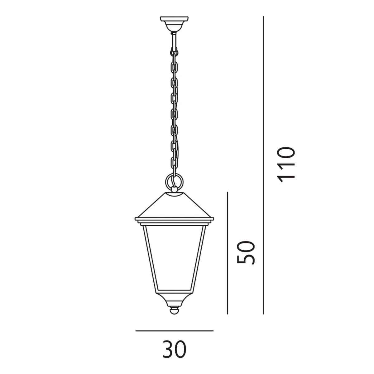 Turin 1 Light Medium/Large Chain Lantern - Black IP54 E27 - Image 10