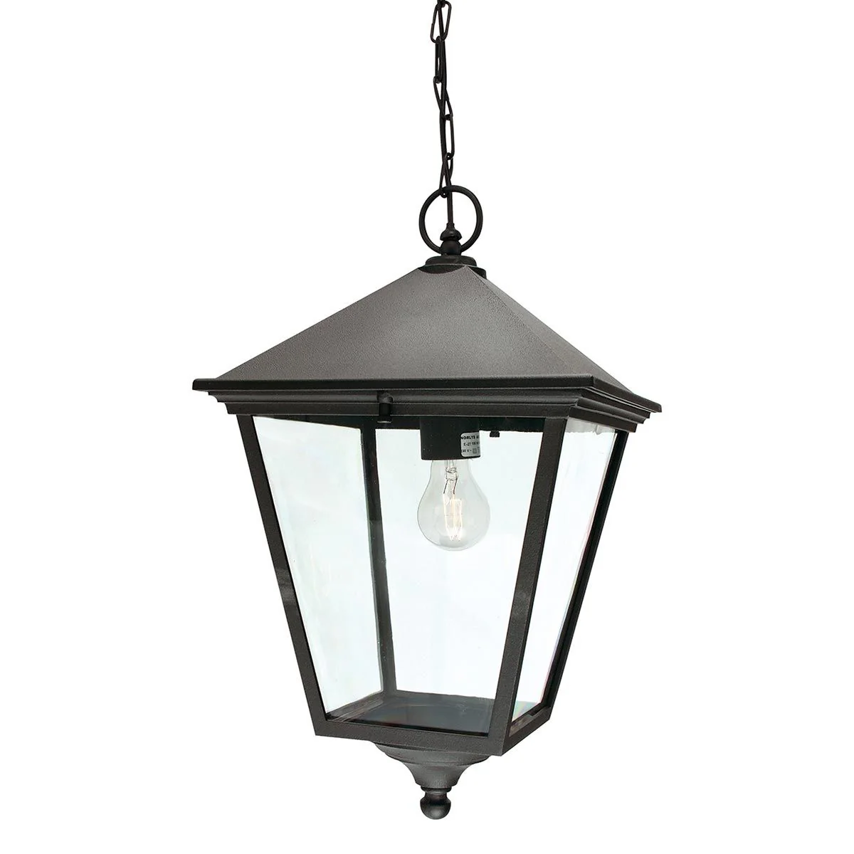 Turin 1 Light Medium/Large Chain Lantern - Black IP54 E27 - Image 2