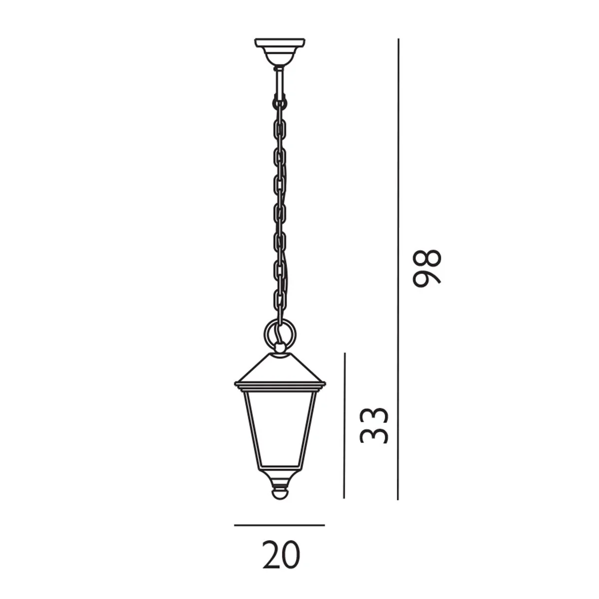 Turin 1 Light Medium/Large Chain Lantern - Black IP54 E27 - Image 6