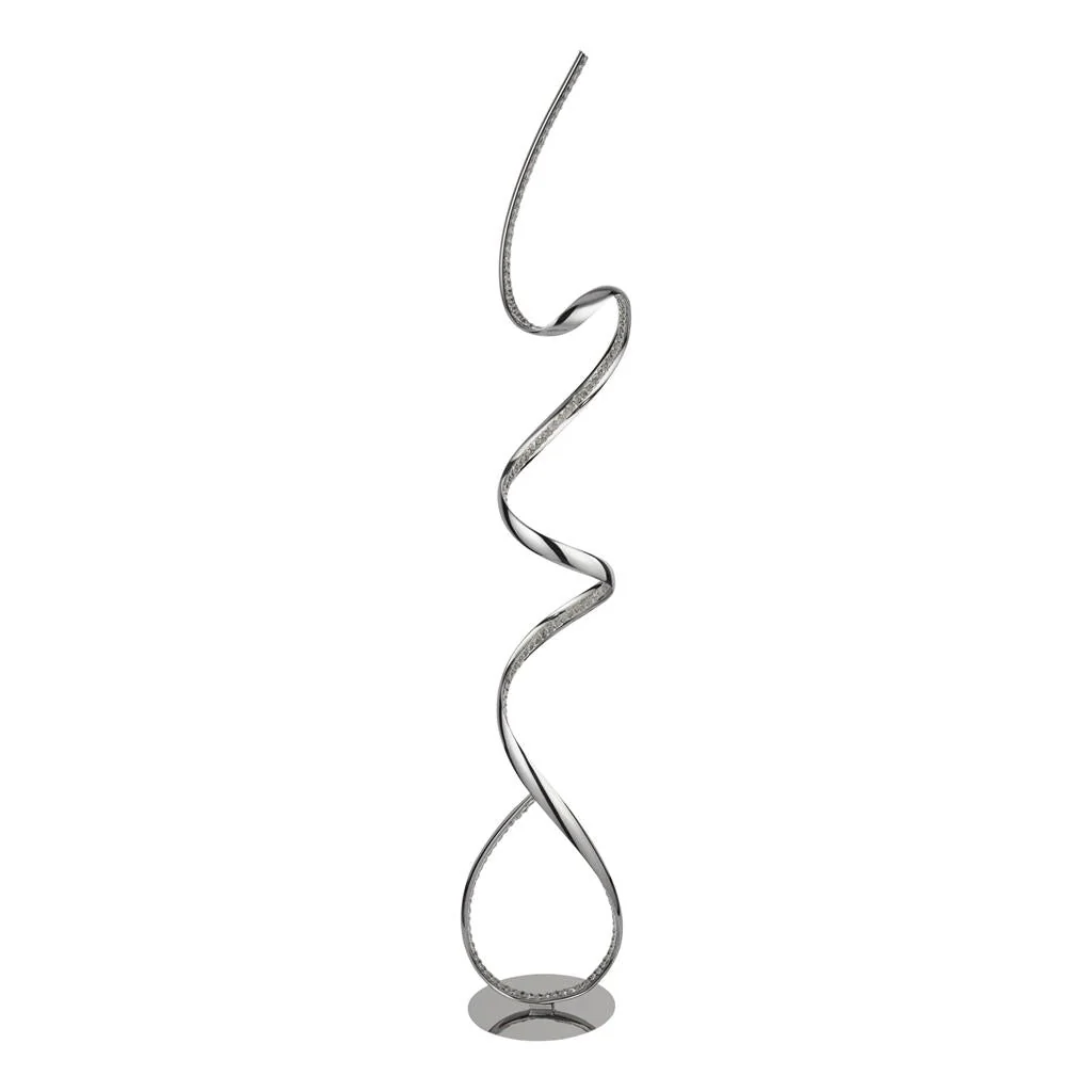 Twirls LED Floor Lamp - Chrome & Clear Crystal Integrated LED - Image 2