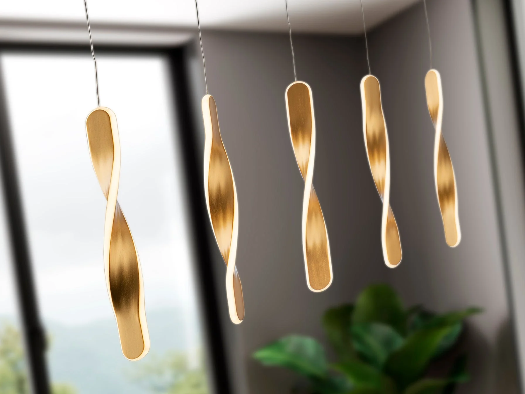 Twist LED Linear Pendant - Brushed Gold - Image 2