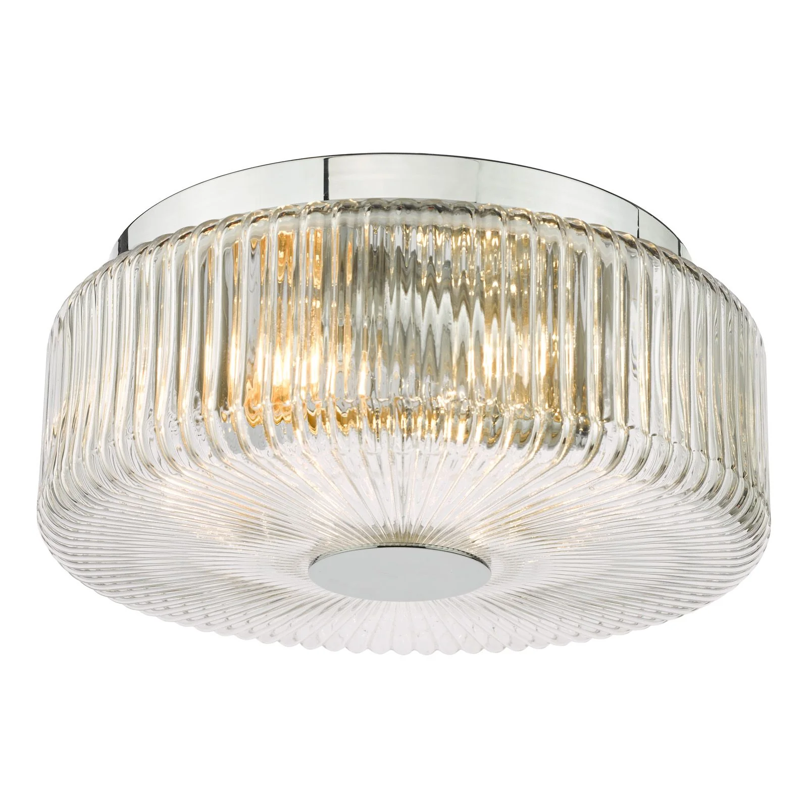 Twyman 3 Light Flush Ceiling Light IP44- Satin Black/ Polished Chrome Ribbed Glass Finishes - Image 5