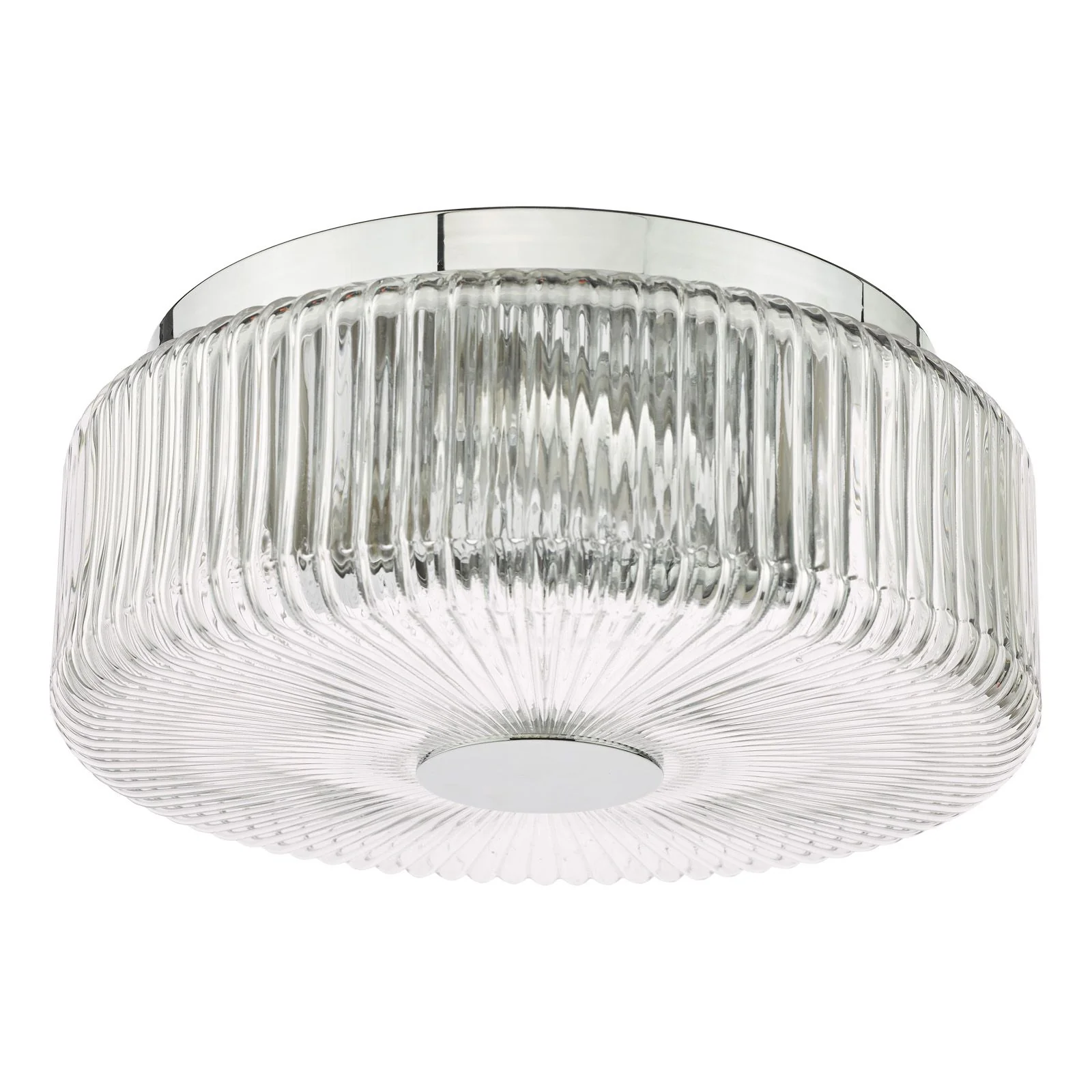 Twyman 3 Light Flush Ceiling Light IP44- Satin Black/ Polished Chrome Ribbed Glass Finishes - Image 6