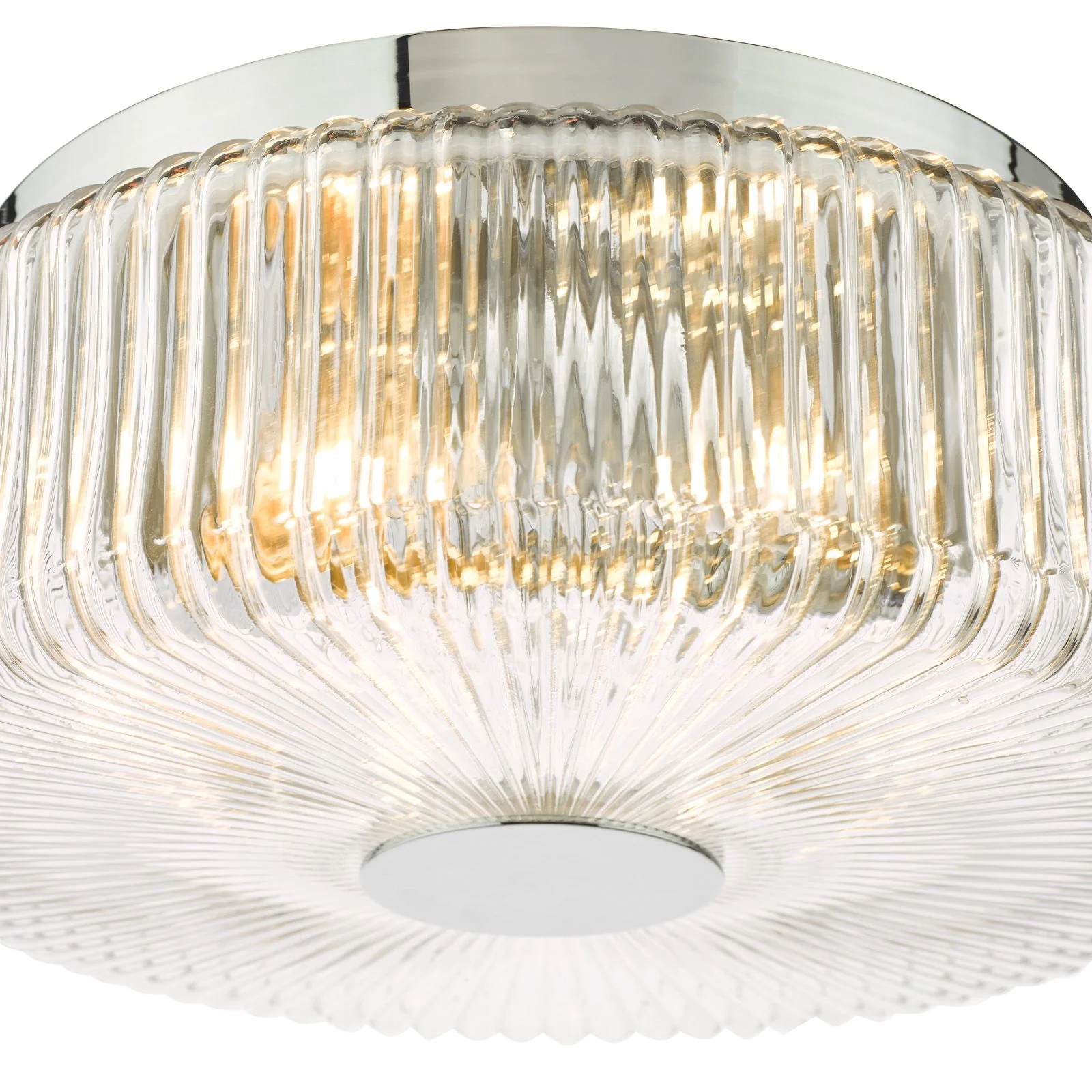 Twyman 3 Light Flush Ceiling Light IP44- Satin Black/ Polished Chrome Ribbed Glass Finishes - Image 7