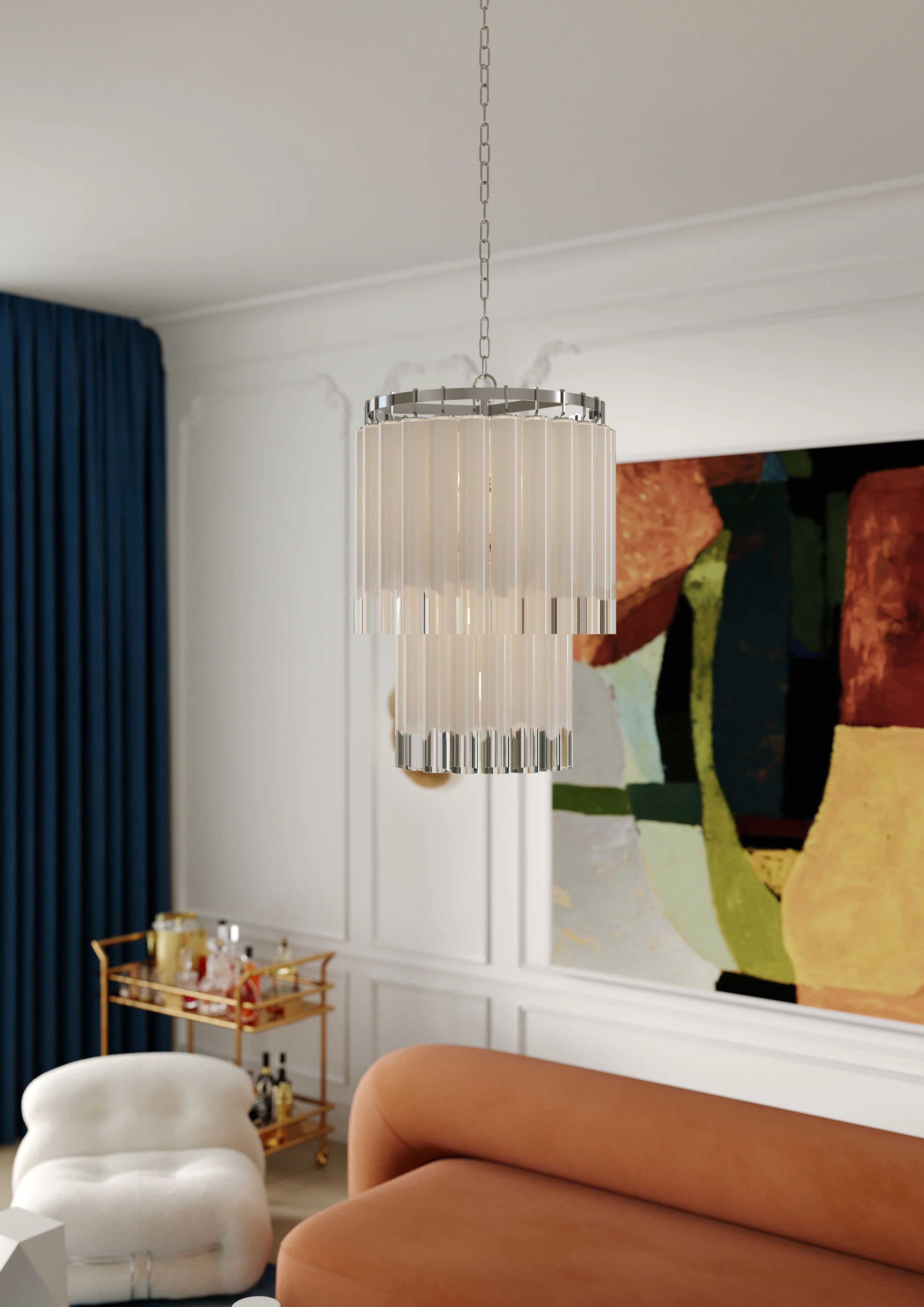 Tyrell 9Lt Chandelier - Polished Nickel - Image 2