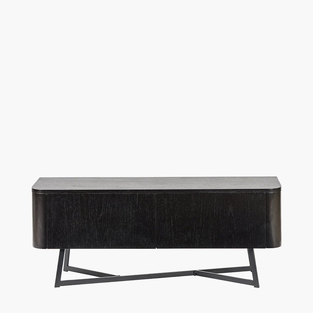 Ukiah Black Ash Veneer and Black Metal 2 Door Low Unit