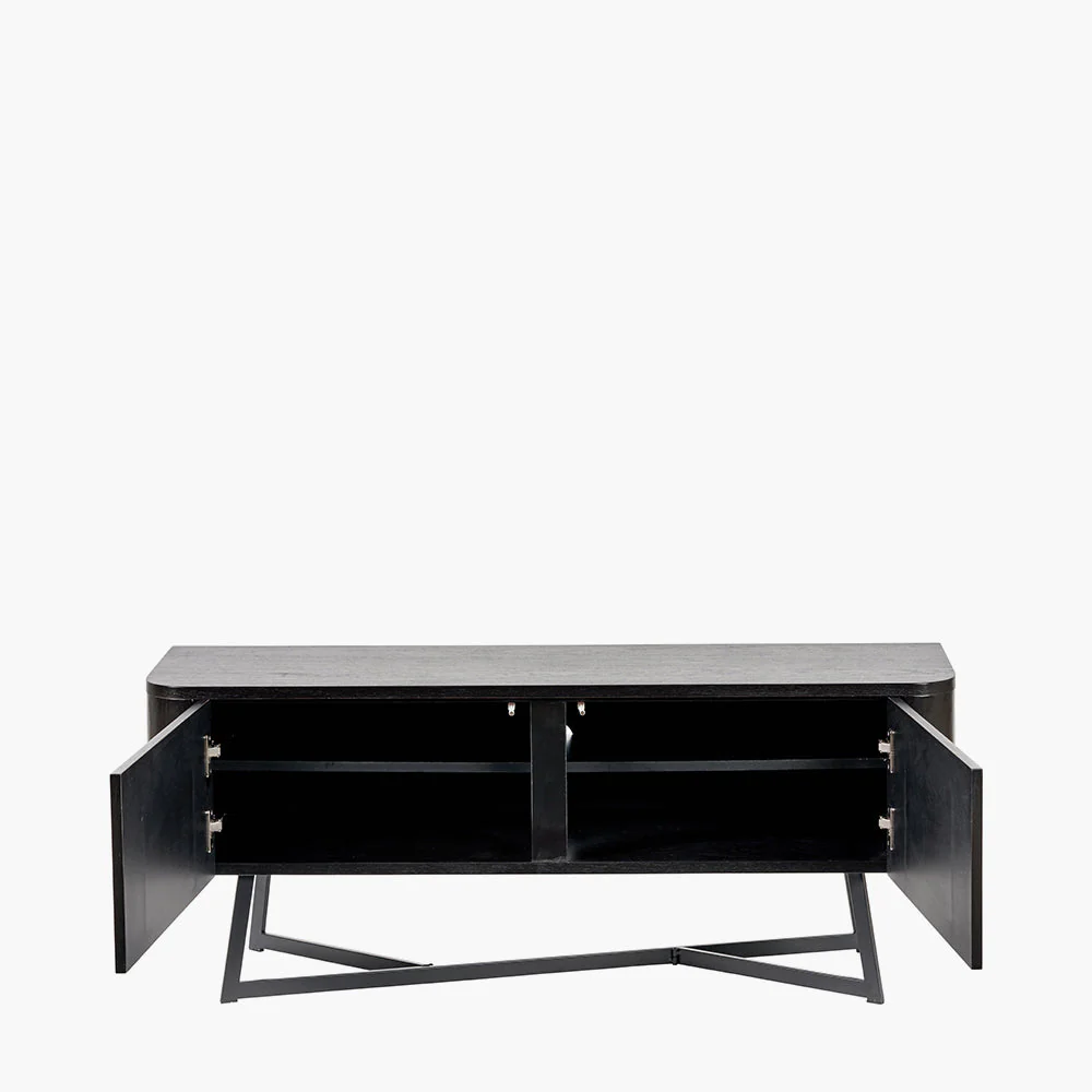 Ukiah Black Ash Veneer and Black Metal 2 Door Low Unit - Image 3