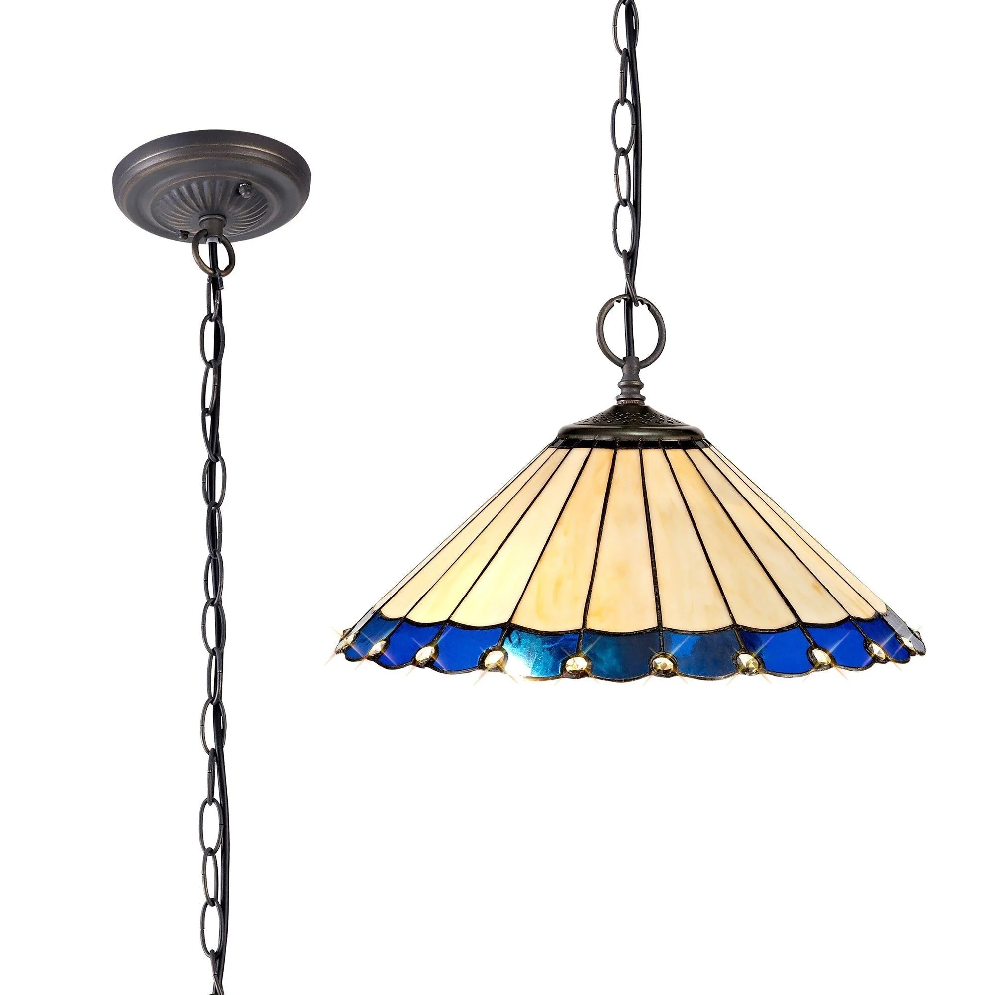Umbria 2 Light Downlighter Pendant E27 With 30cm Tiffany Shade - Image 10
