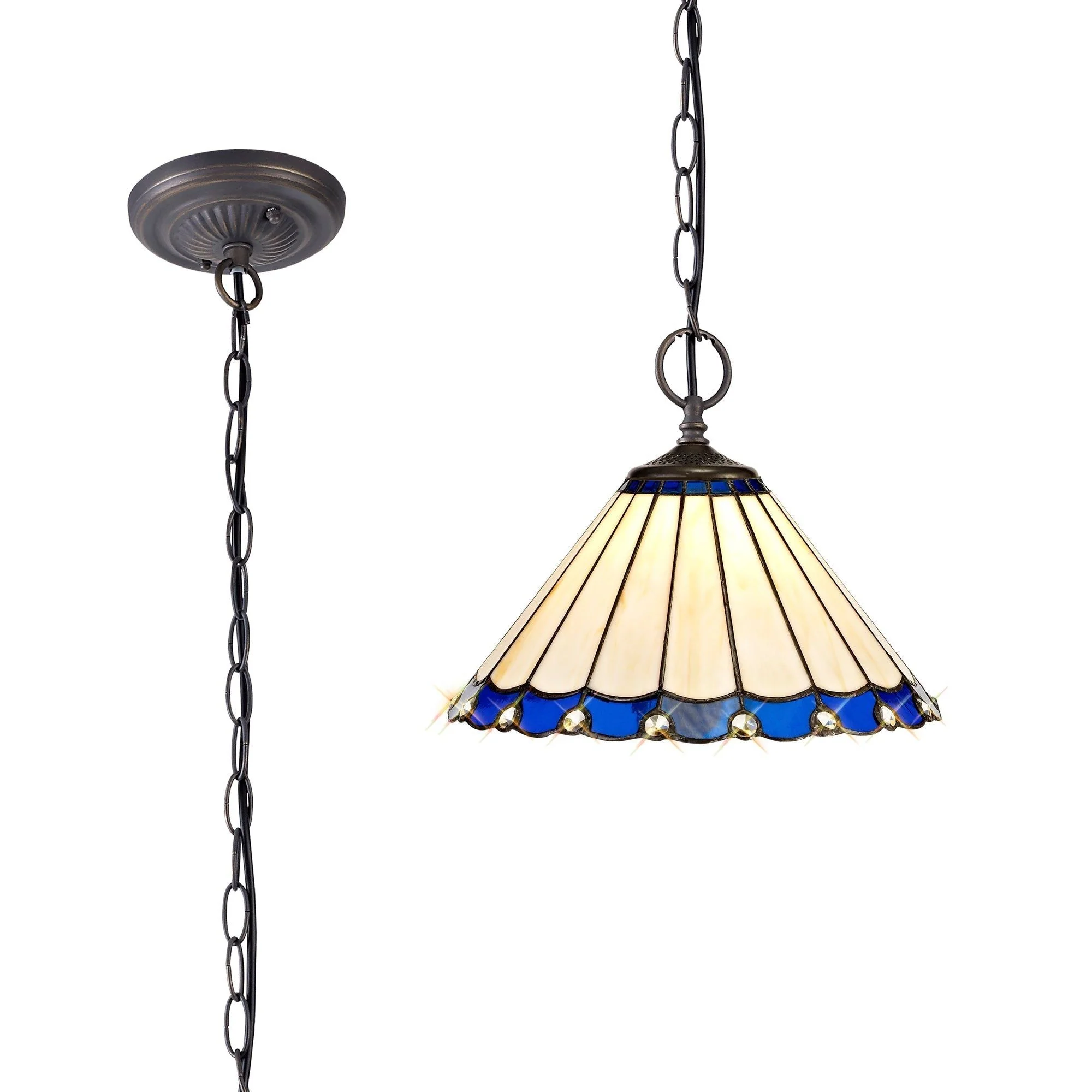 Umbria 2 Light Downlighter Pendant E27 With 30cm Tiffany Shade - Image 2