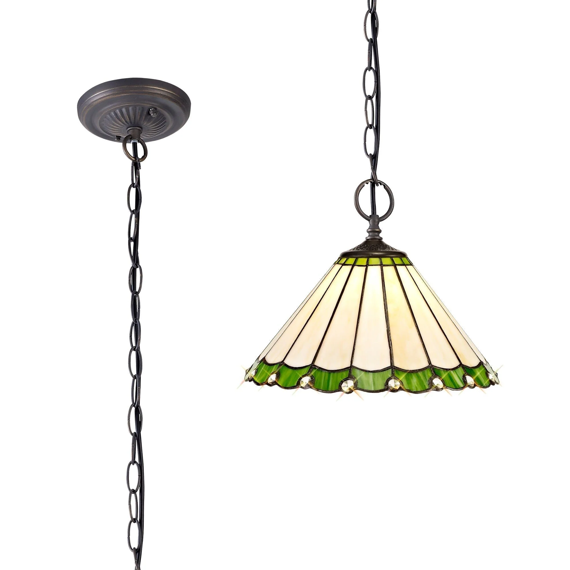 Umbria 2 Light Downlighter Pendant E27 With 30cm Tiffany Shade - Image 3