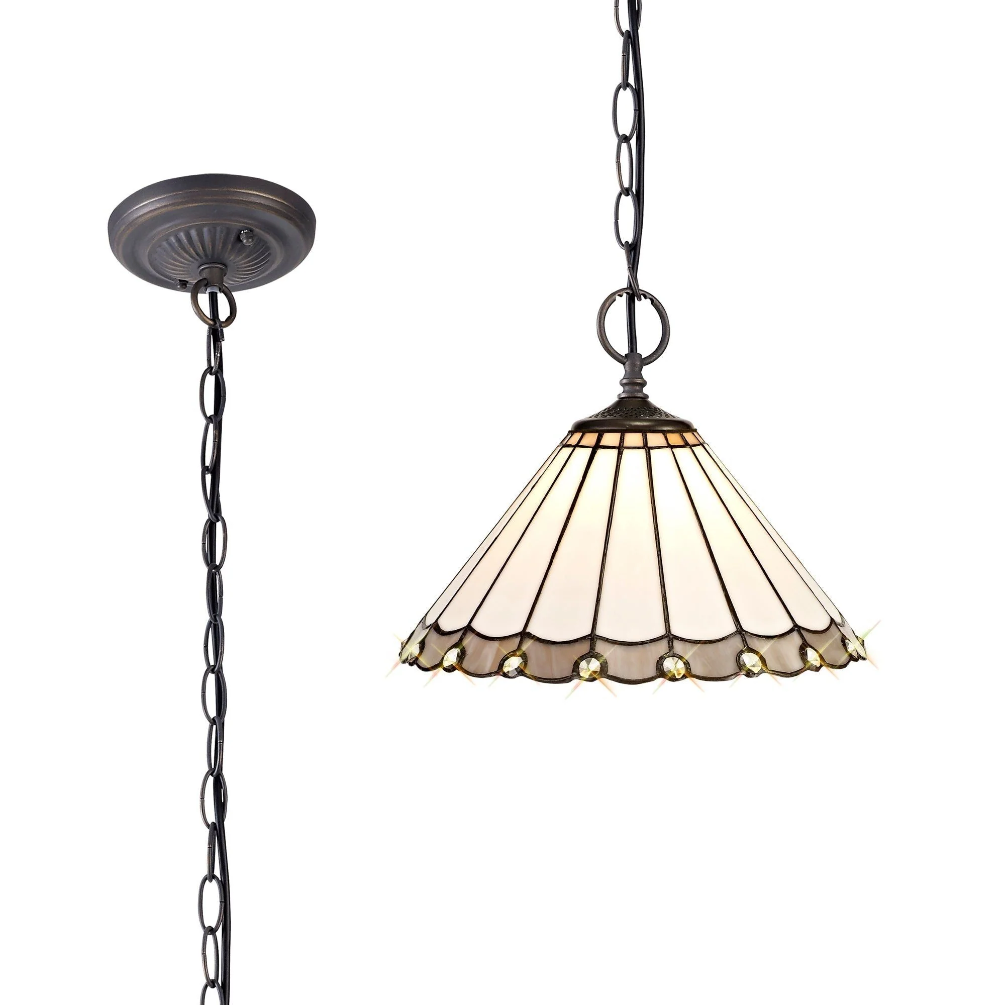 Umbria 2 Light Downlighter Pendant E27 With 30cm Tiffany Shade - Image 4