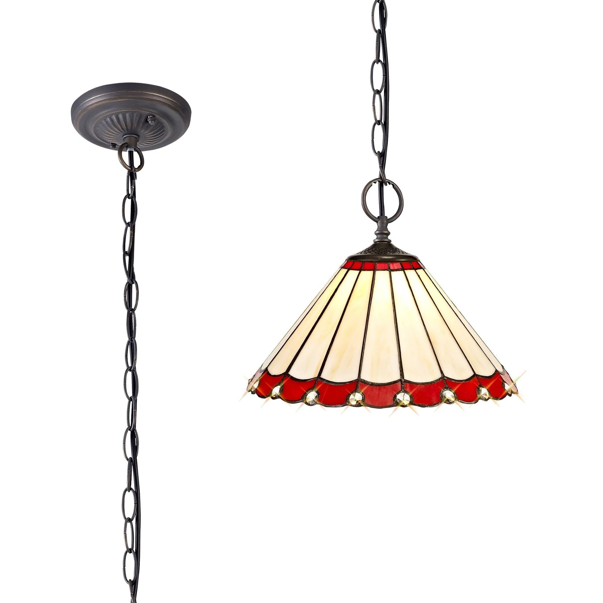 Umbria 2 Light Downlighter Pendant E27 With 30cm Tiffany Shade - Image 5