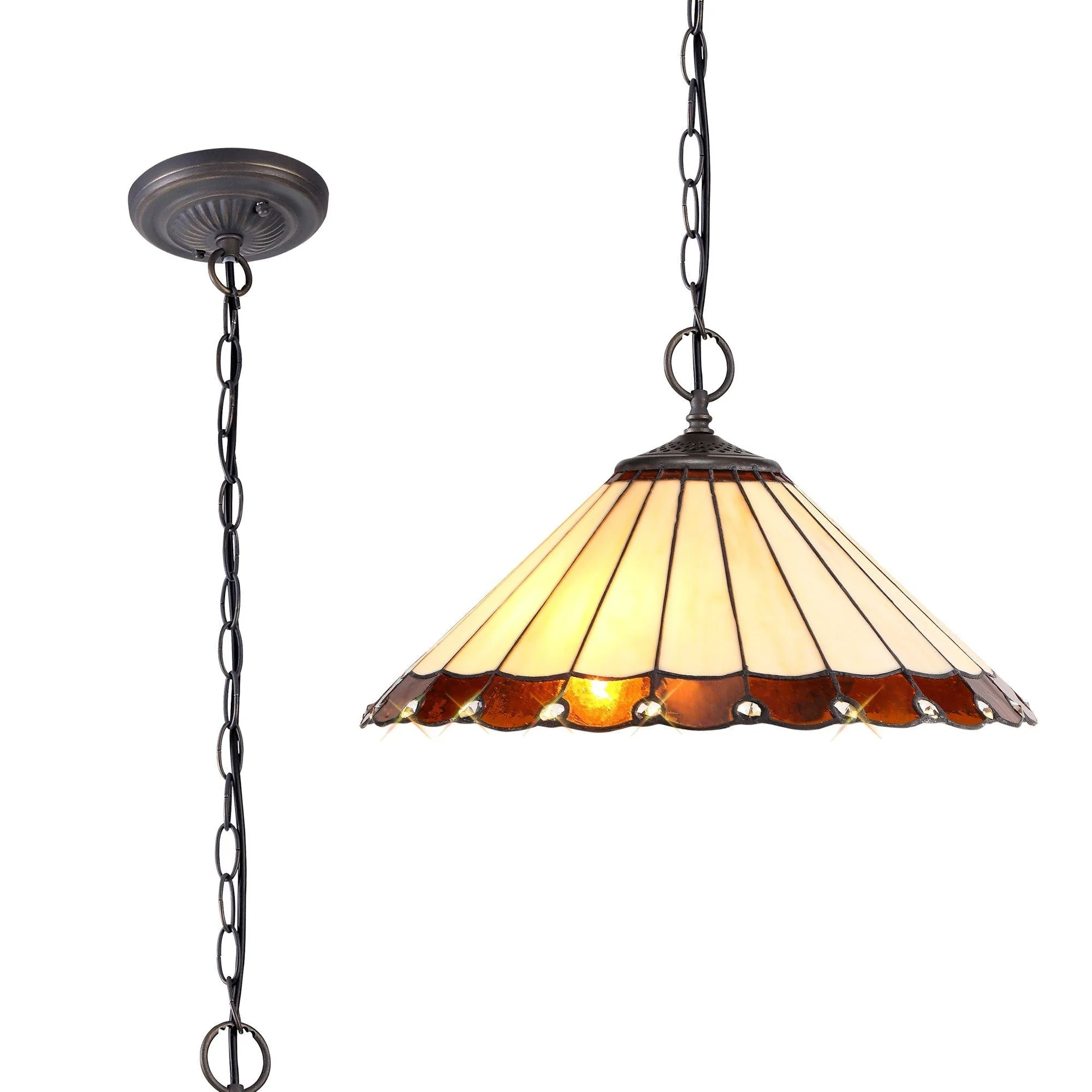 Umbria 2 Light Downlighter Pendant E27 With 30cm Tiffany Shade - Image 6