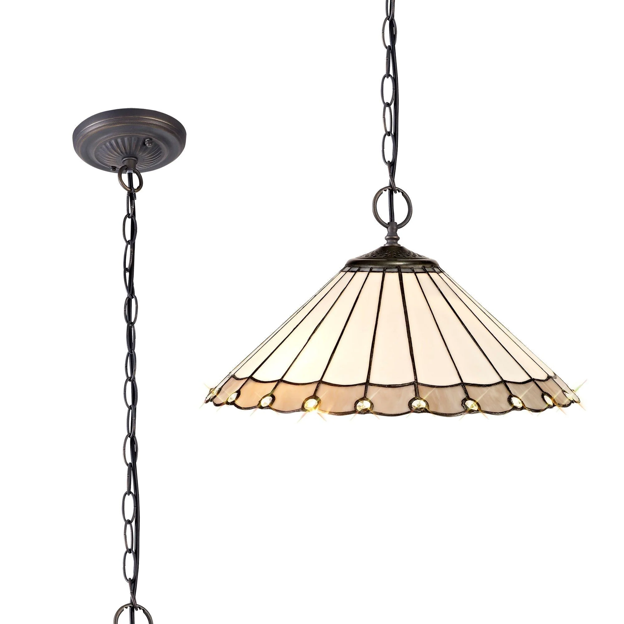 Umbria 2 Light Downlighter Pendant E27 With 30cm Tiffany Shade - Image 8