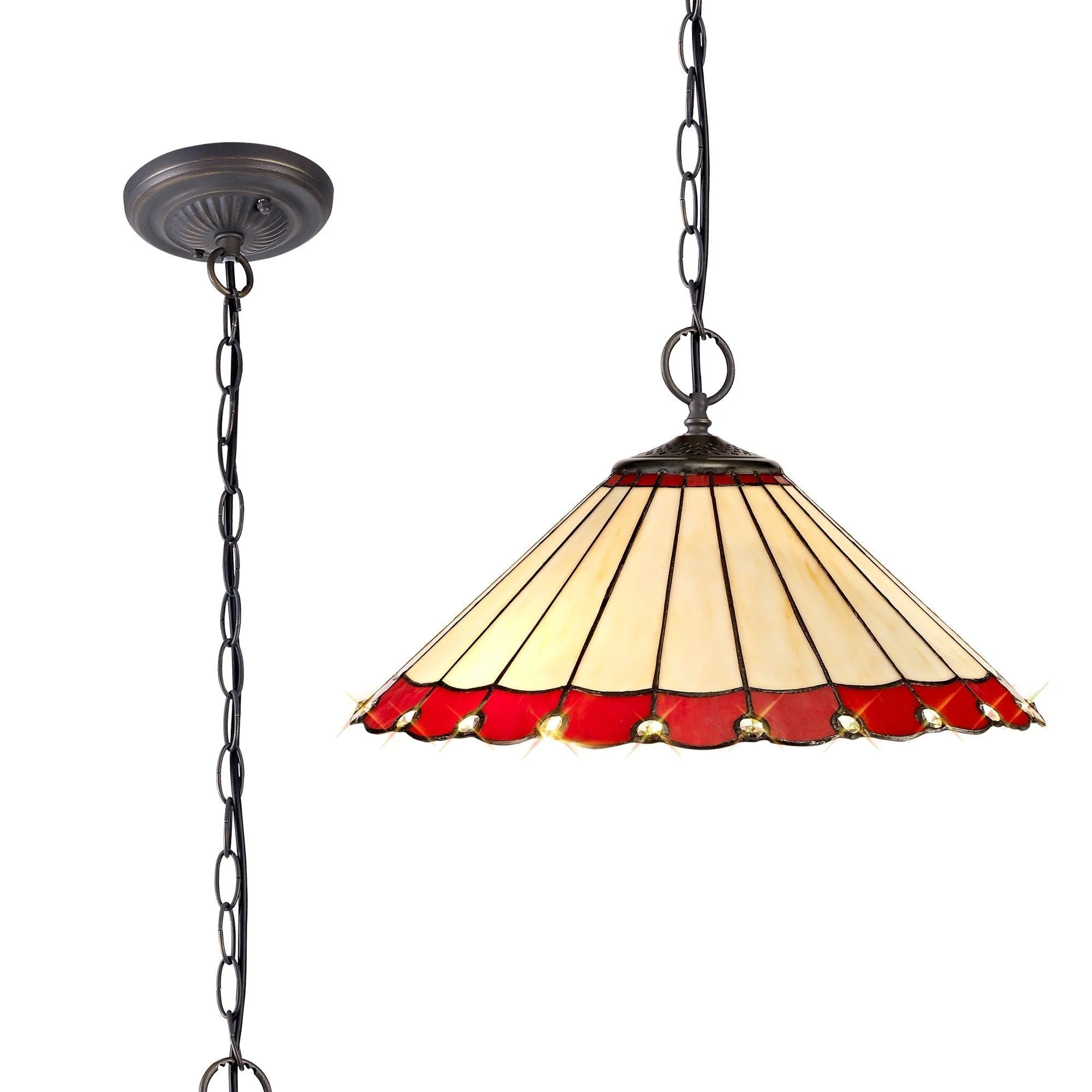Umbria 2 Light Downlighter Pendant E27 With 30cm Tiffany Shade - Image 9