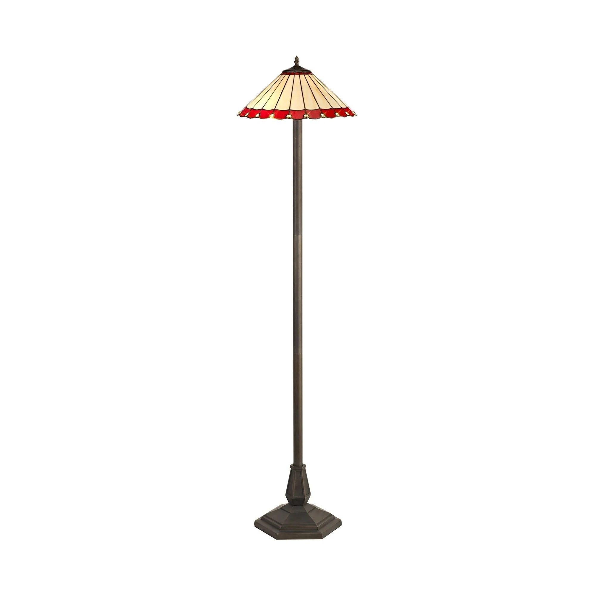 Umbria 2 Light Leaf, Octagonal, Stepped Design Floor Lamp E27 With 40cm Tiffany Shade - Image 10