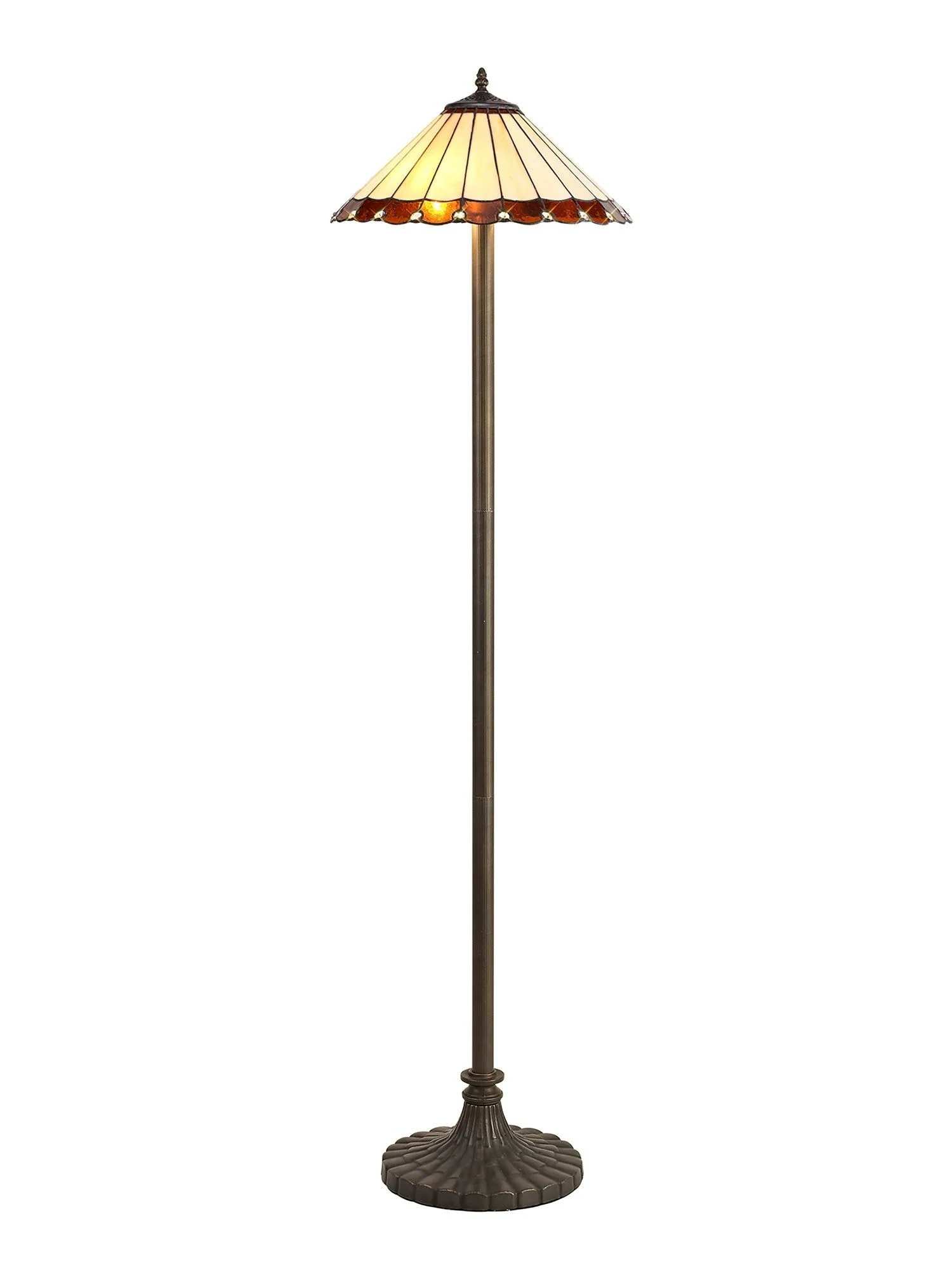 Umbria 2 Light Leaf, Octagonal, Stepped Design Floor Lamp E27 With 40cm Tiffany Shade - Image 11