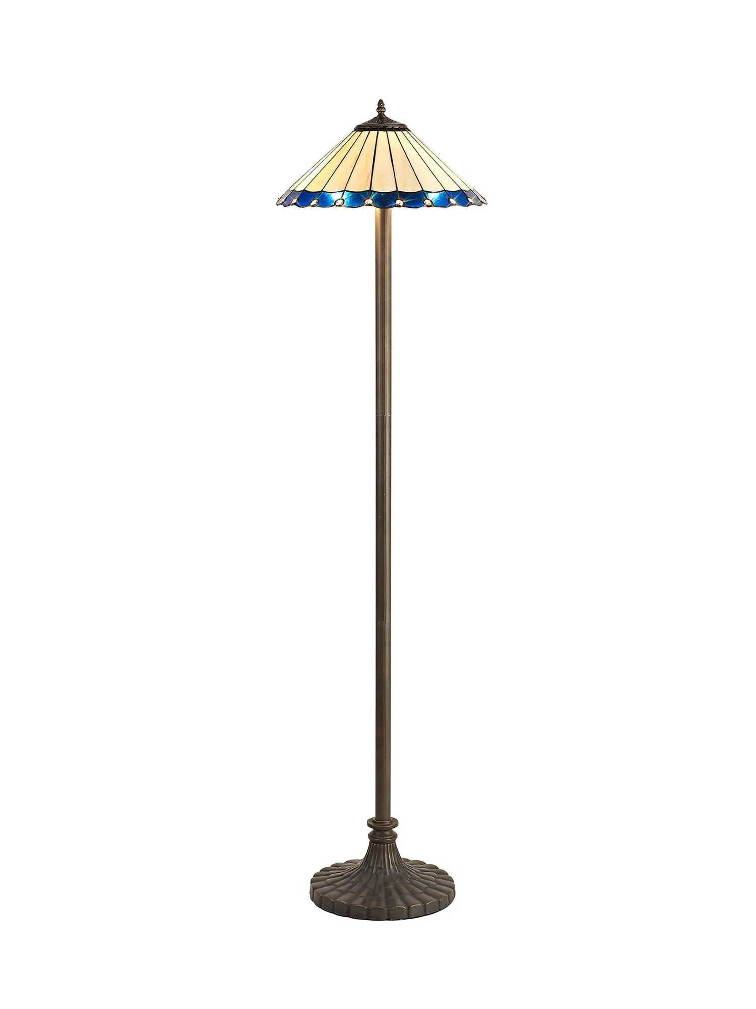 Umbria 2 Light Leaf, Octagonal, Stepped Design Floor Lamp E27 With 40cm Tiffany Shade - Image 12