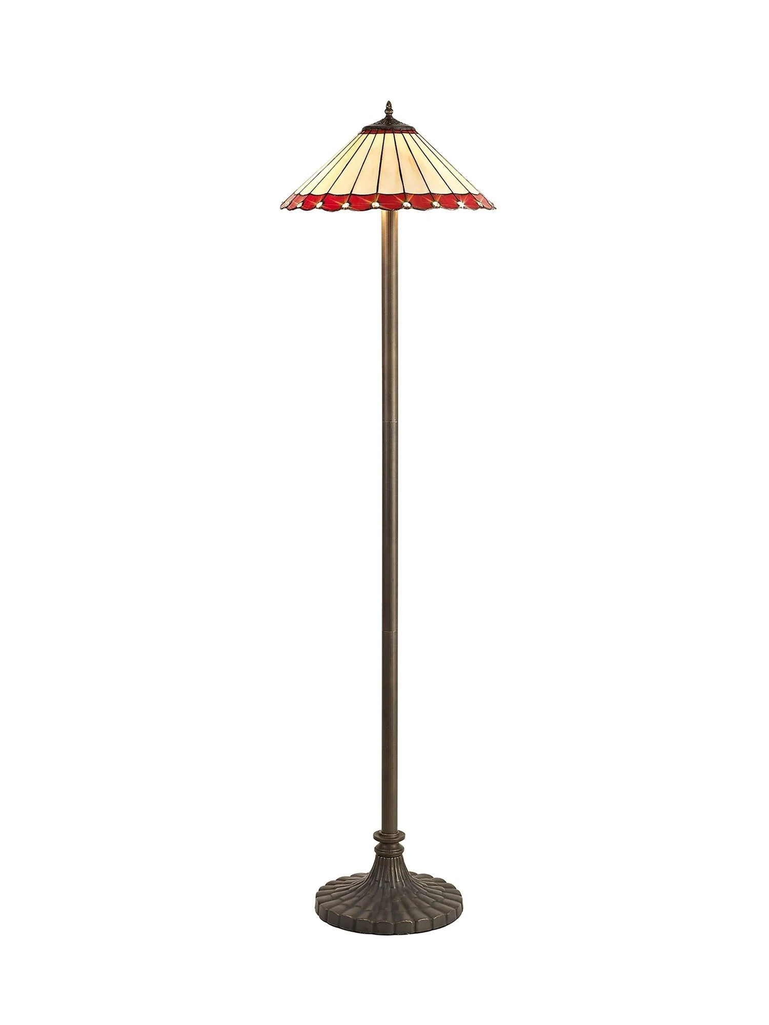 Umbria 2 Light Leaf, Octagonal, Stepped Design Floor Lamp E27 With 40cm Tiffany Shade - Image 15