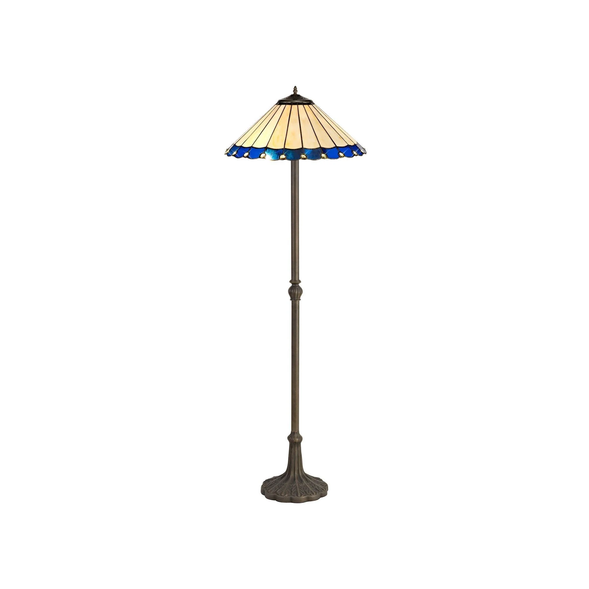 Umbria 2 Light Leaf, Octagonal, Stepped Design Floor Lamp E27 With 40cm Tiffany Shade - Image 2