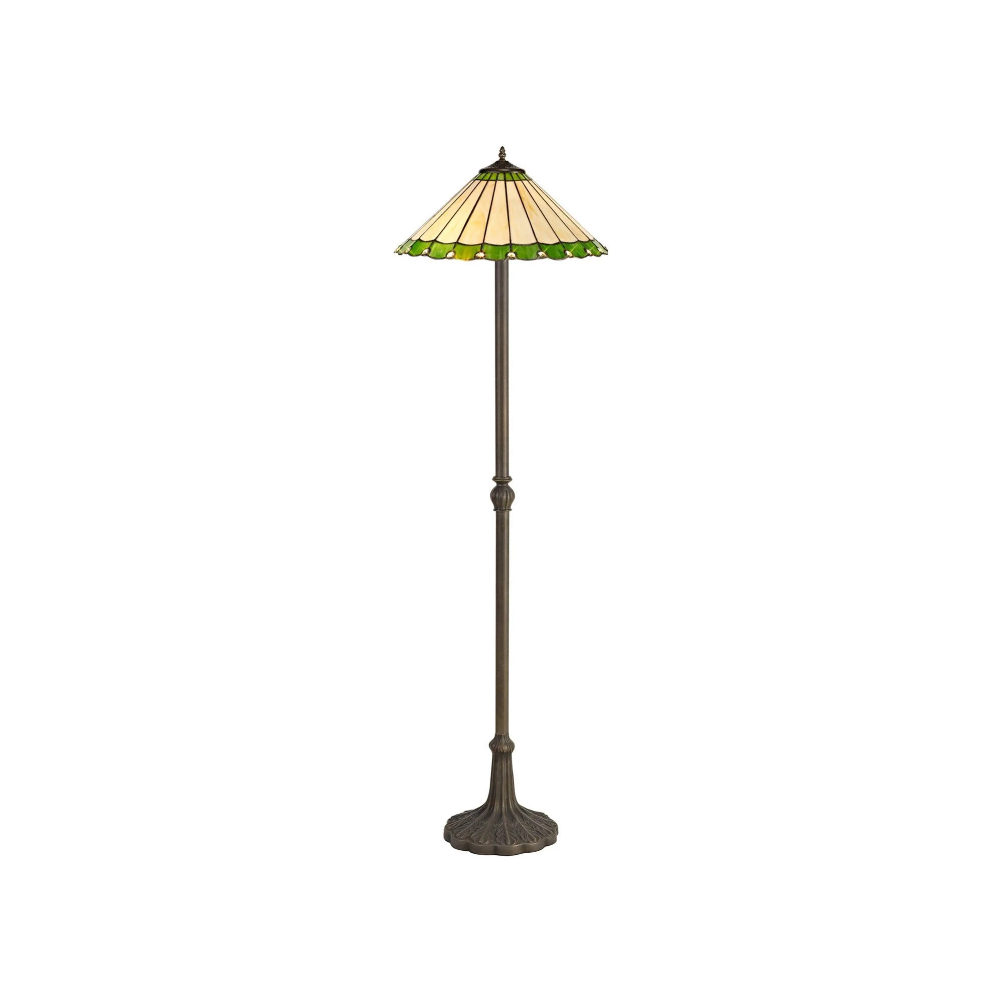 Umbria 2 Light Leaf, Octagonal, Stepped Design Floor Lamp E27 With 40cm Tiffany Shade - Image 3