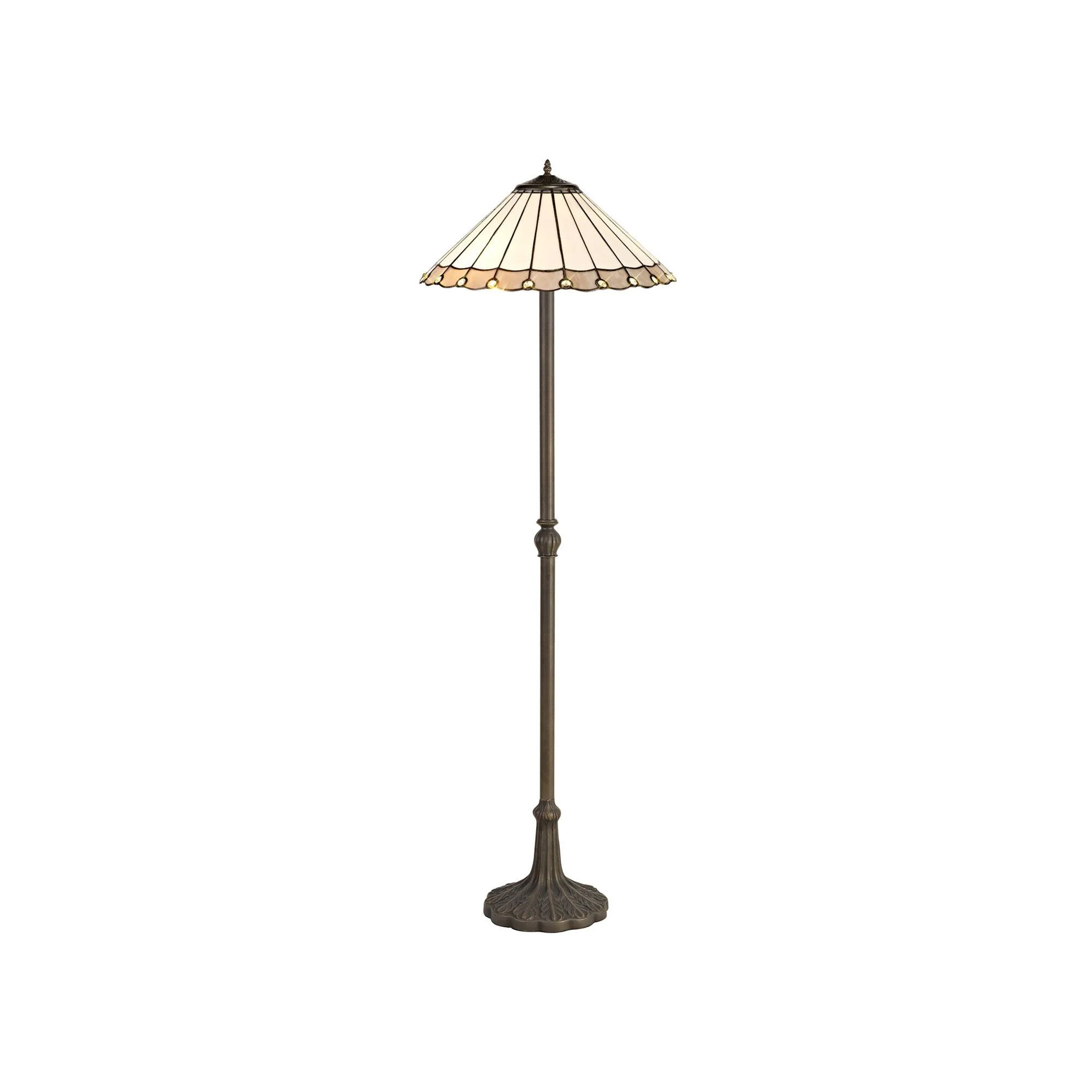 Umbria 2 Light Leaf, Octagonal, Stepped Design Floor Lamp E27 With 40cm Tiffany Shade - Image 4
