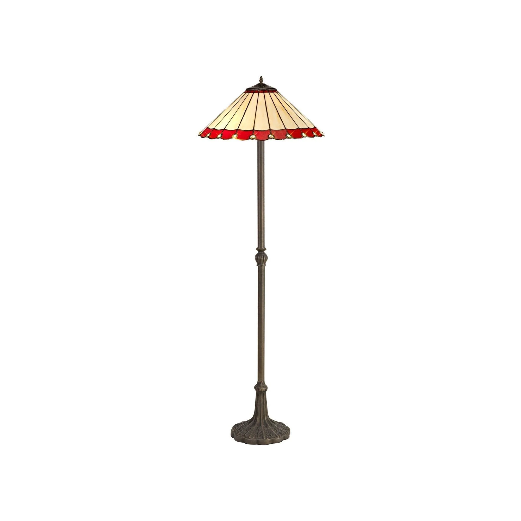 Umbria 2 Light Leaf, Octagonal, Stepped Design Floor Lamp E27 With 40cm Tiffany Shade - Image 5