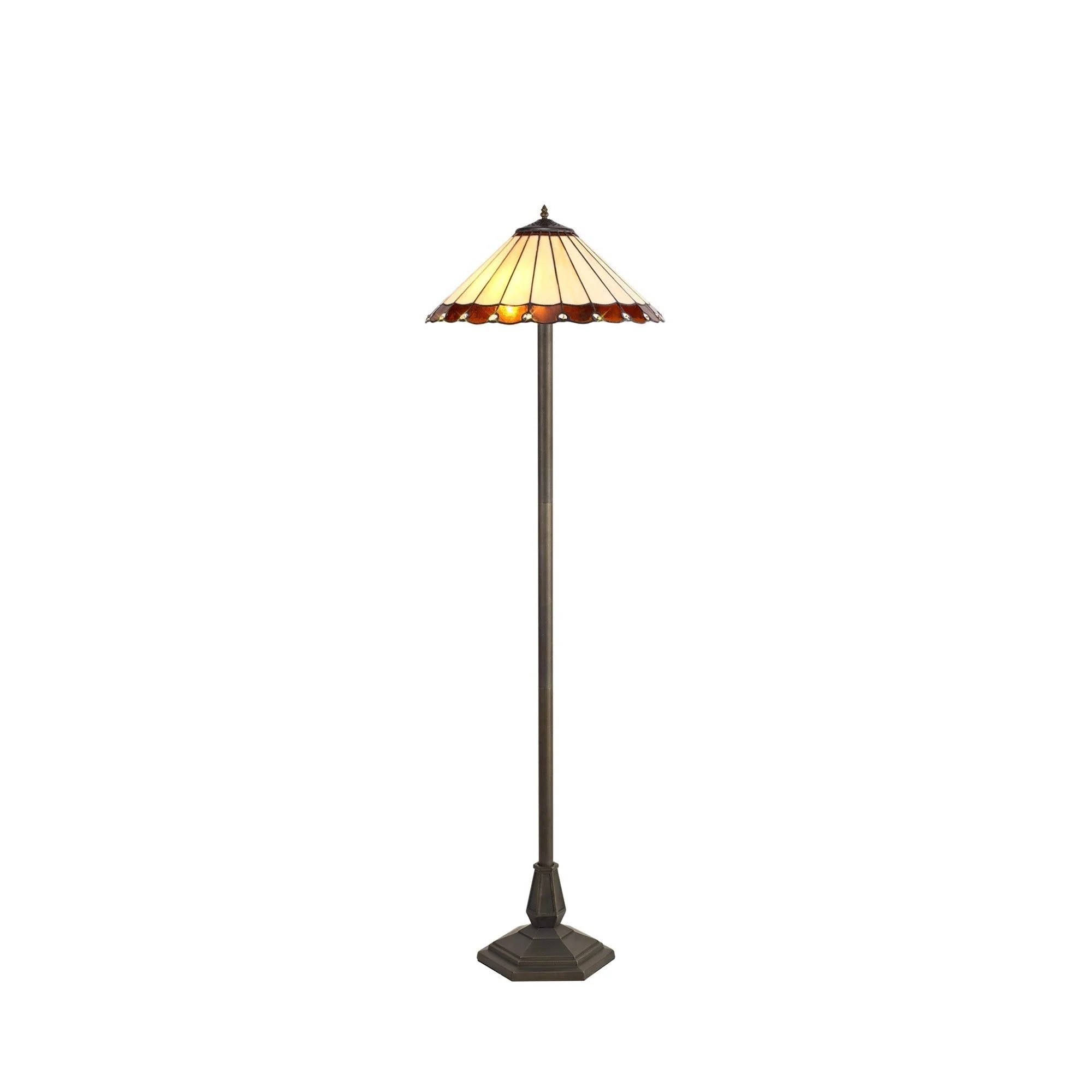 Umbria 2 Light Leaf, Octagonal, Stepped Design Floor Lamp E27 With 40cm Tiffany Shade - Image 6
