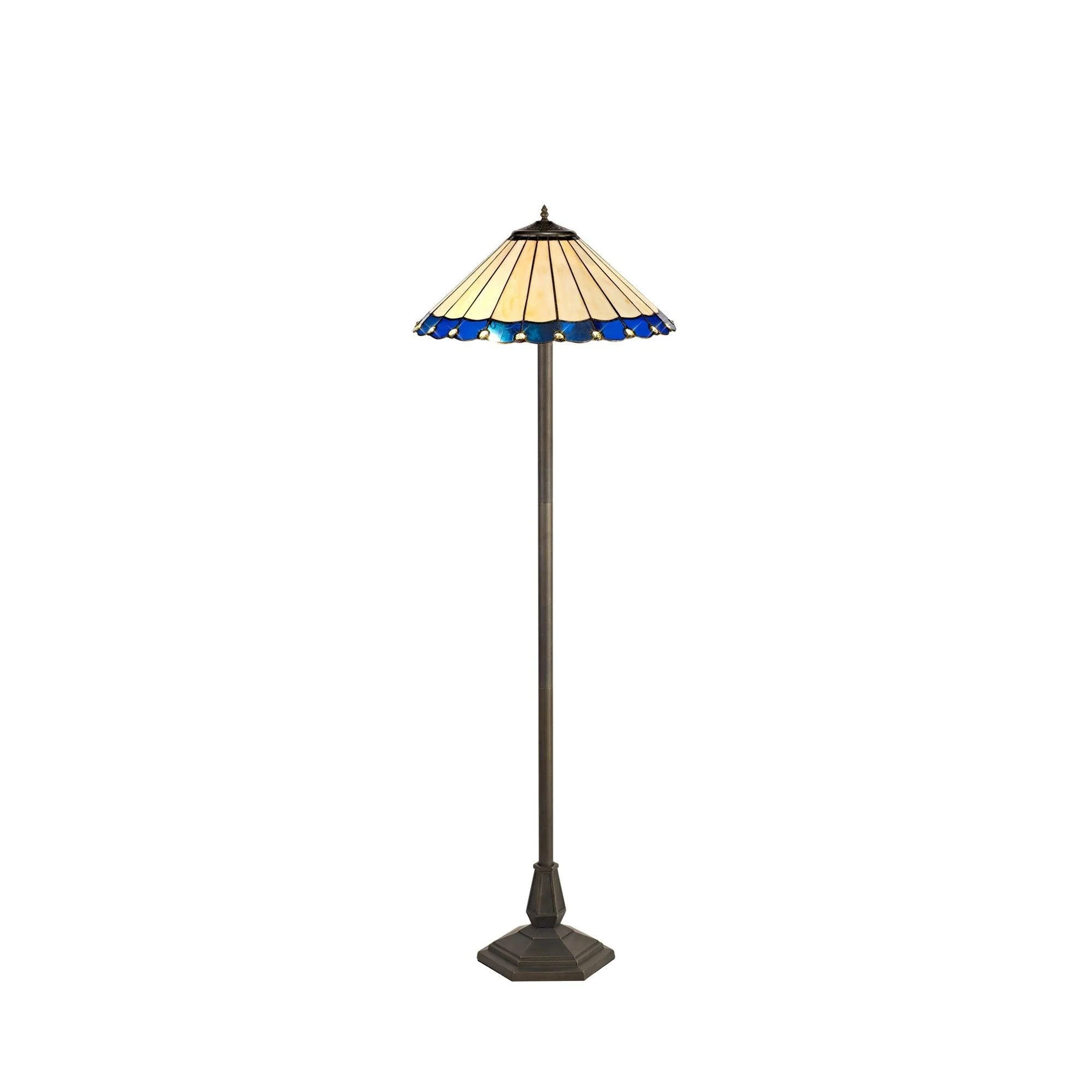 Umbria 2 Light Leaf, Octagonal, Stepped Design Floor Lamp E27 With 40cm Tiffany Shade - Image 7