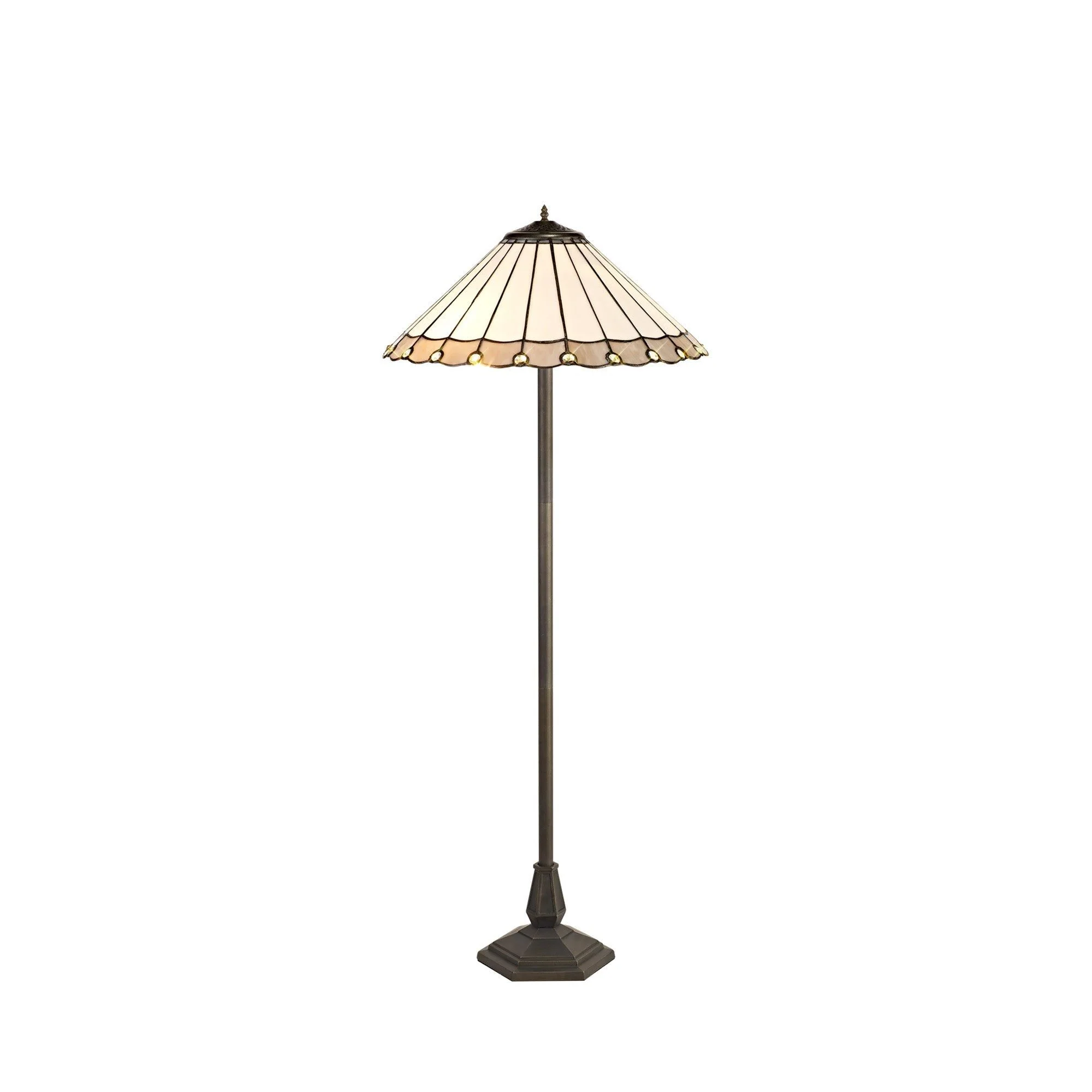 Umbria 2 Light Leaf, Octagonal, Stepped Design Floor Lamp E27 With 40cm Tiffany Shade - Image 9