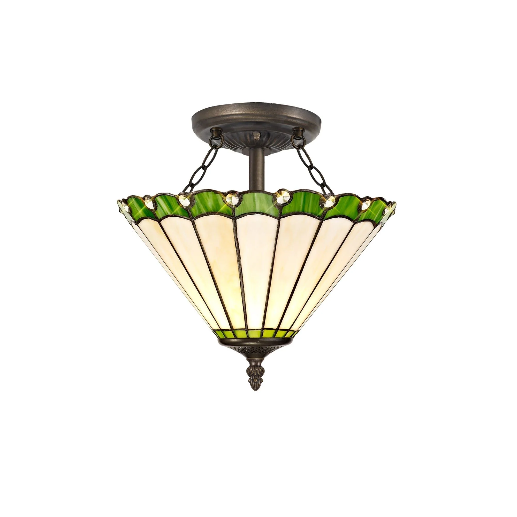 Umbria 2 Light Semi Ceiling E27 With 30cm Tiffany Shade - Image 3