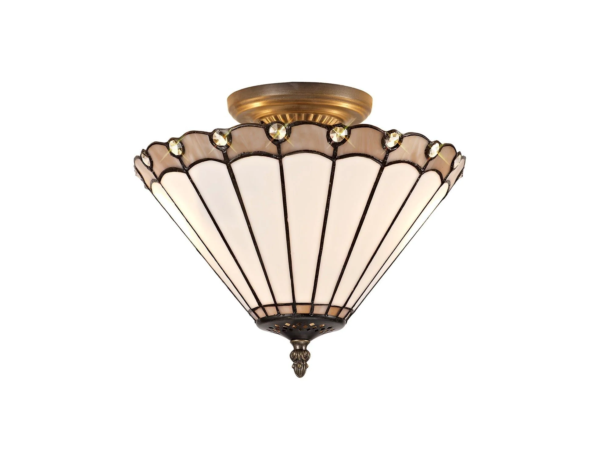 Umbria 2 Light Semi Ceiling E27 With 30cm Tiffany Shade - Image 5