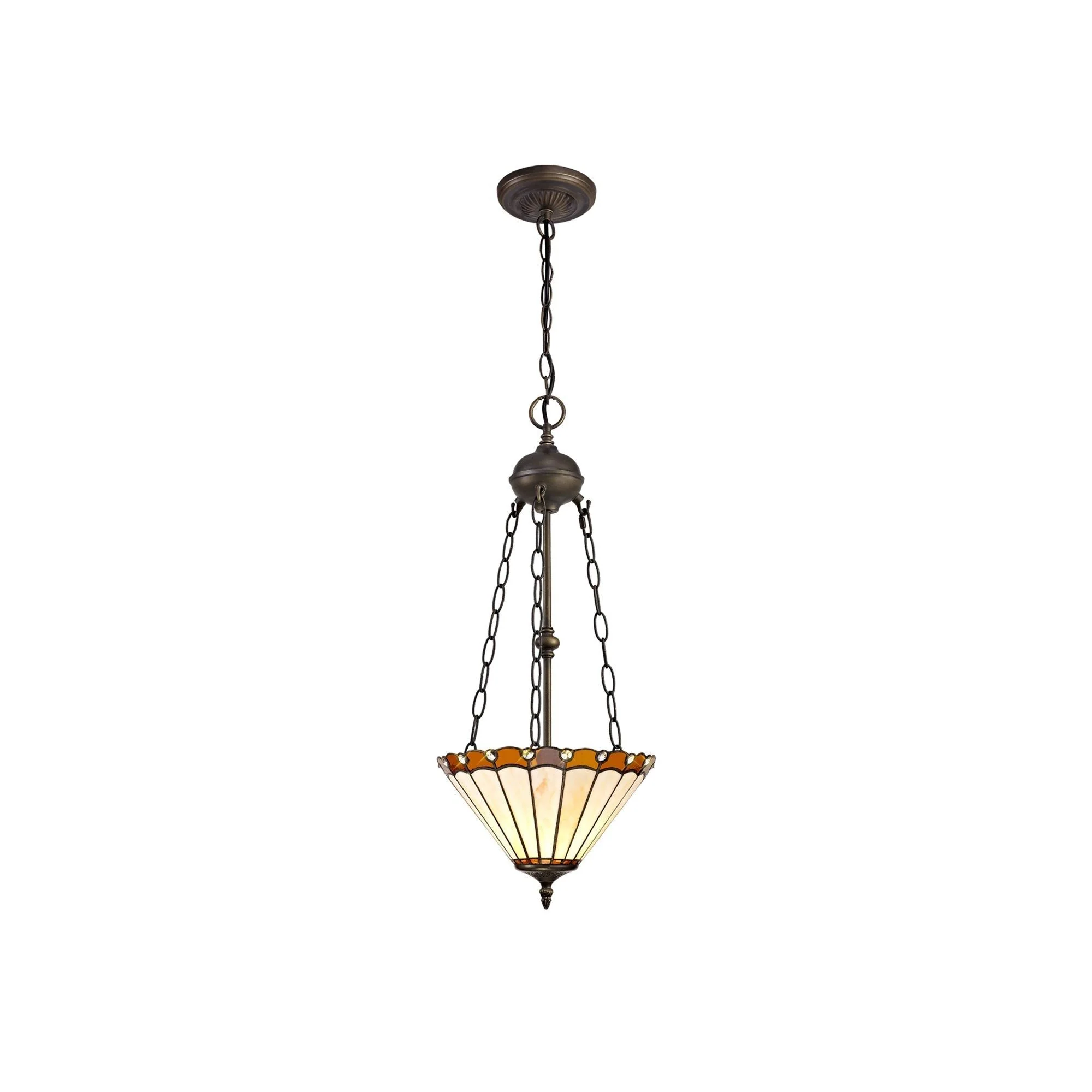 Umbria 2 Light Uplighter Pendant E27 With 30/40cm Tiffany Shade Antique Brass