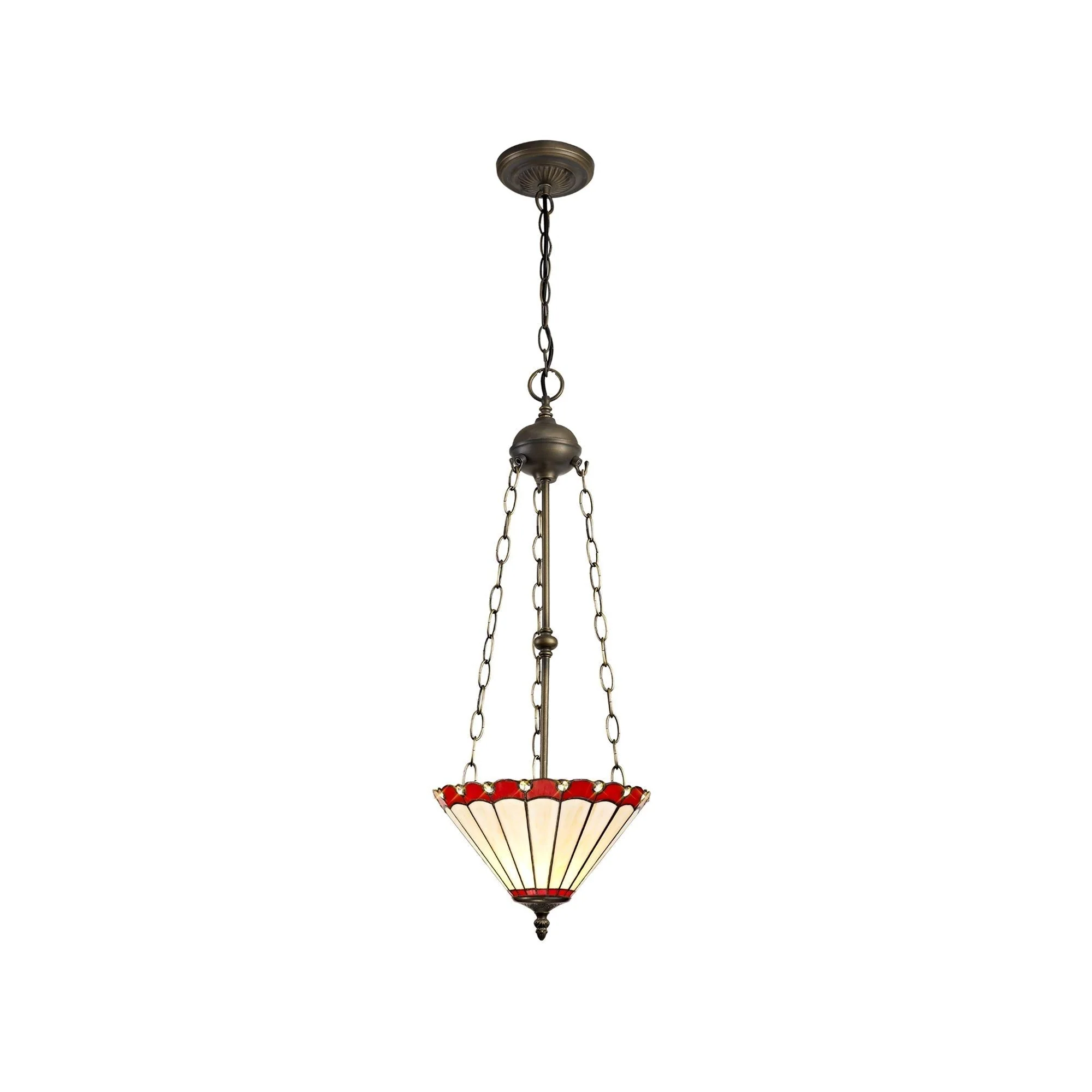 Umbria 2 Light Uplighter Pendant E27 With 30/40cm Tiffany Shade Antique Brass - Image 10